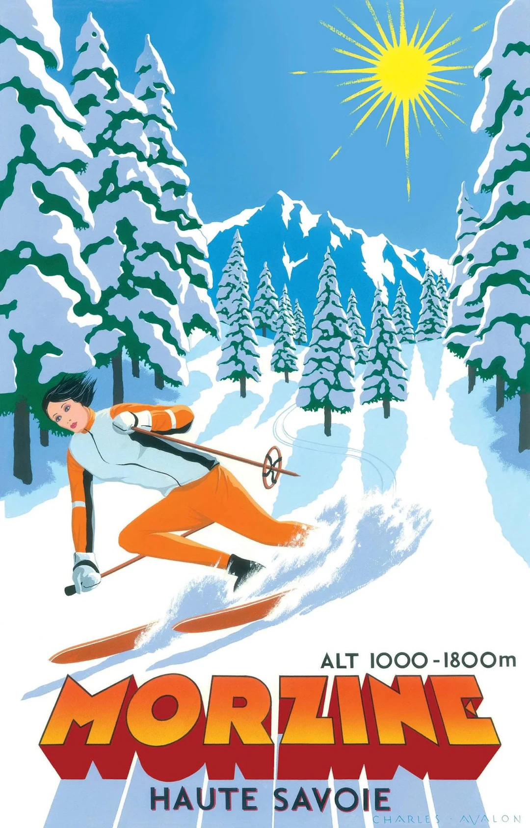 Morzine: 'Off-piste Skier' Poster