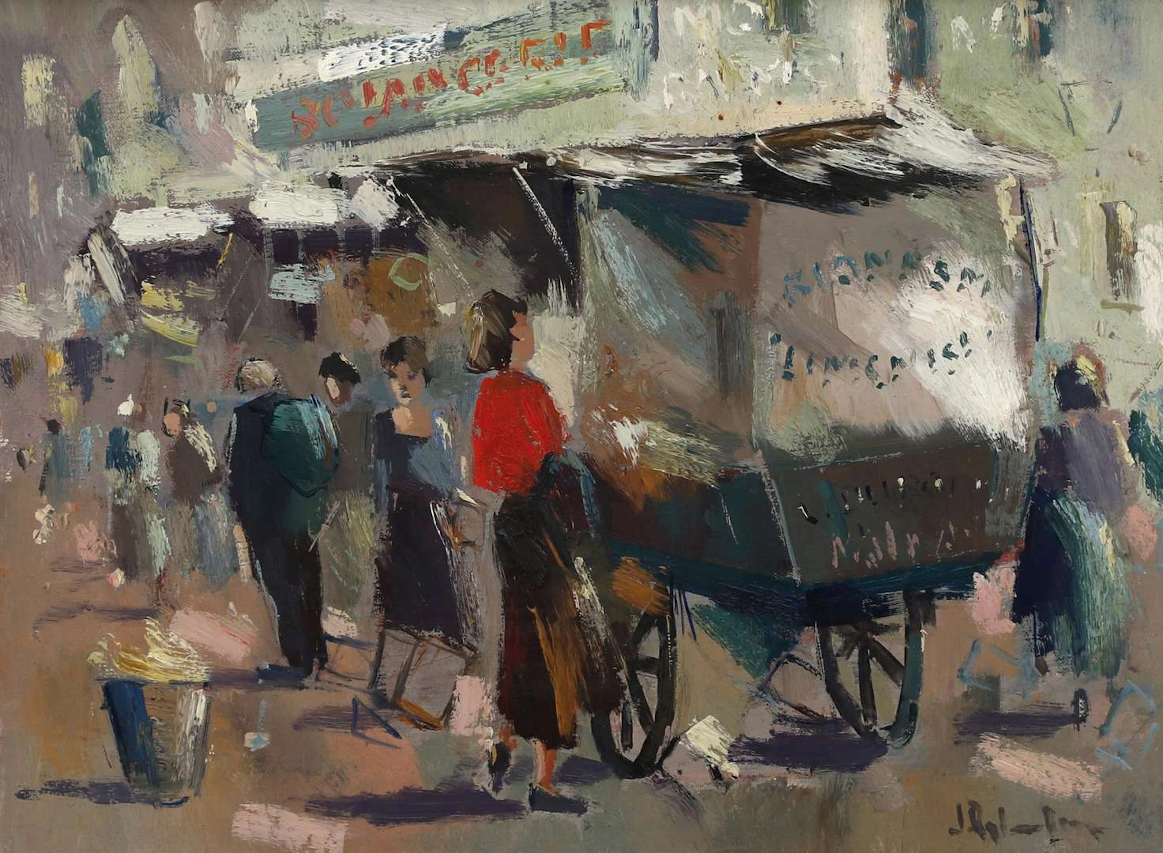 Jan Rijlaarsdam (1911–2007), Street Scene with Market Scene