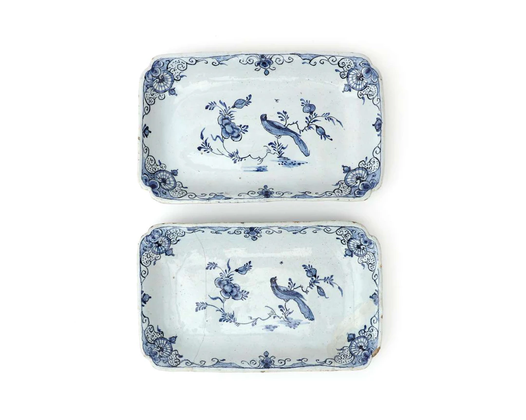 Two earthenware plates, Holland, Delft, 18th century