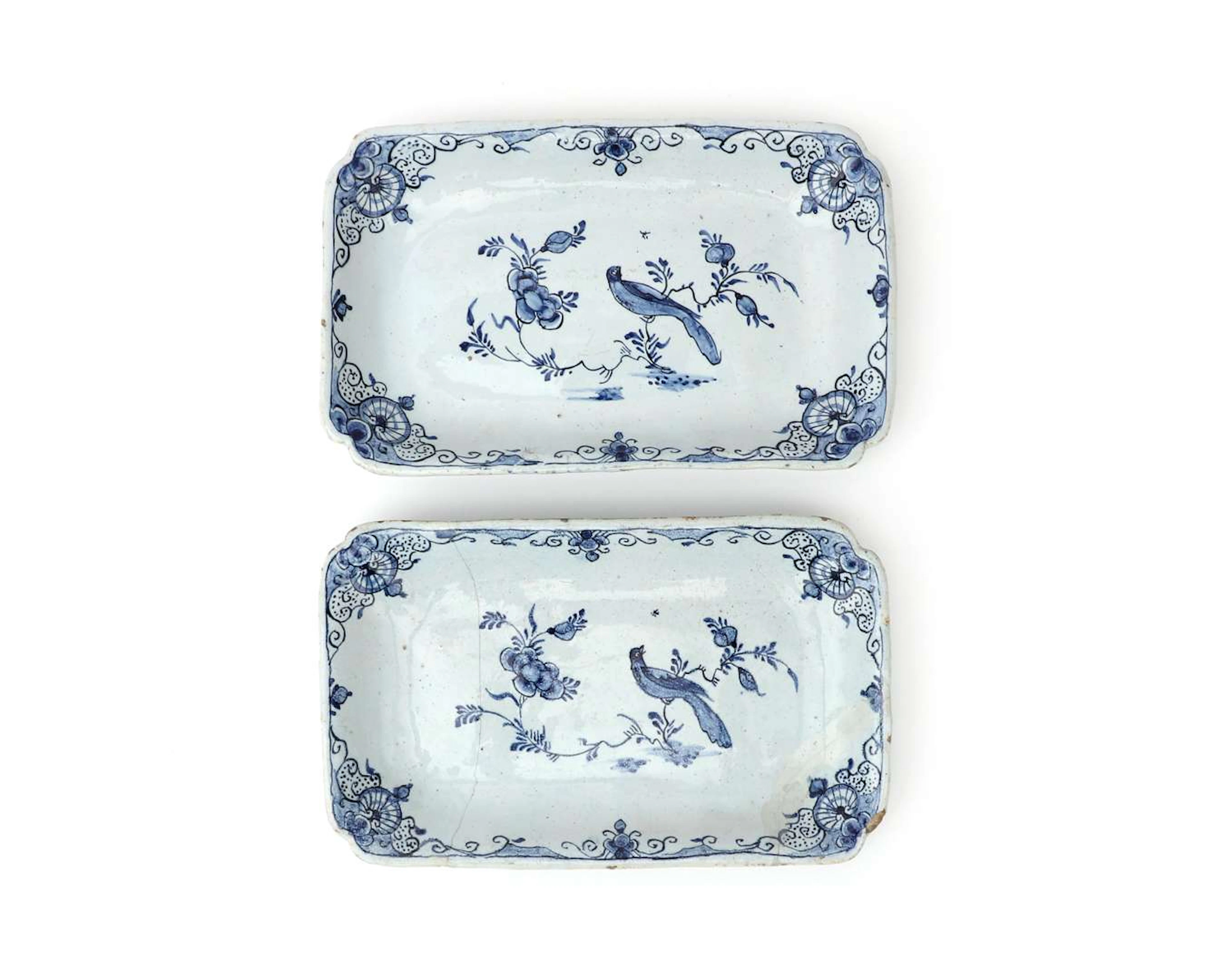 Two earthenware plates, Holland, Delft, 18th century
