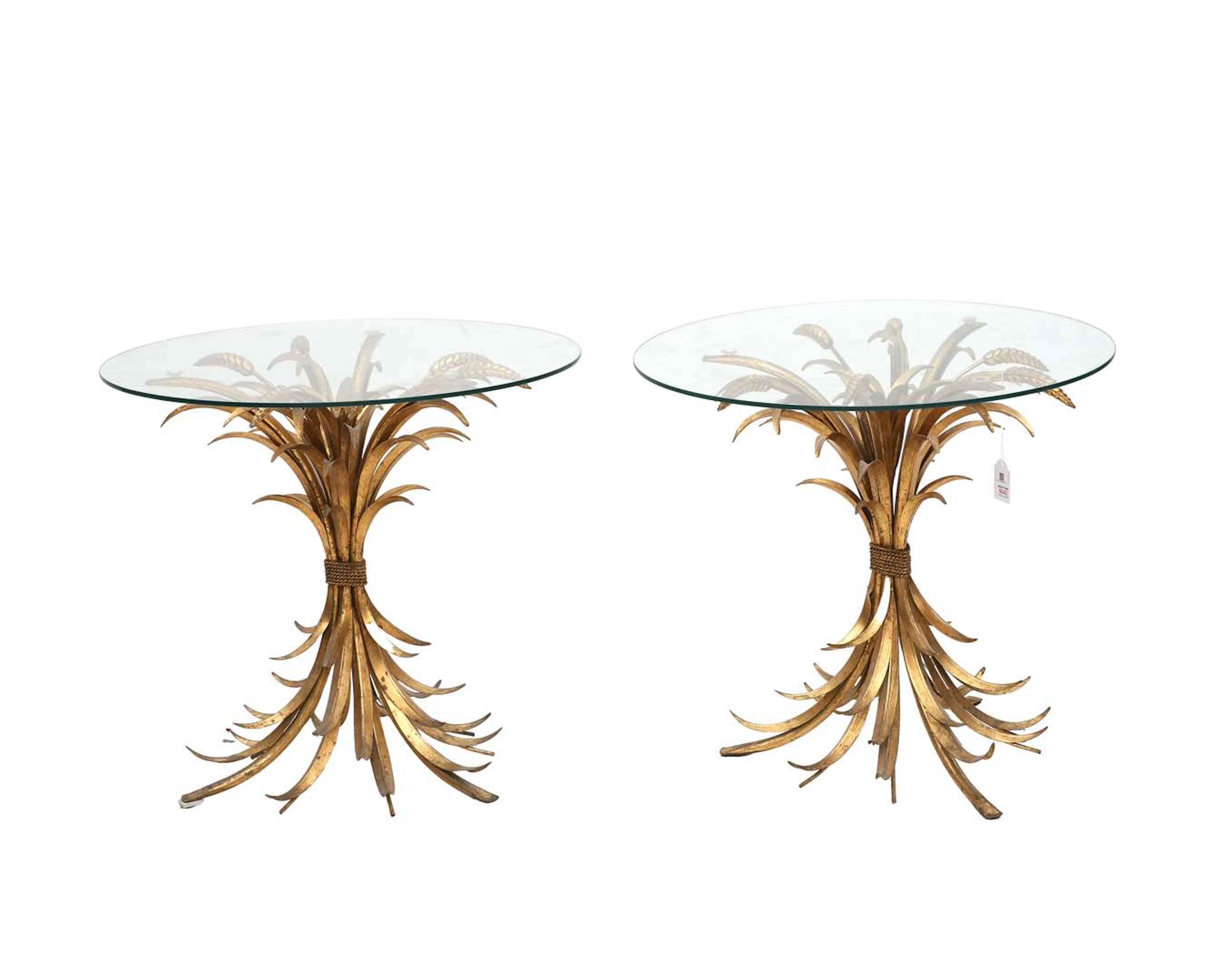 Two gilt metal 'Wheatsheaf' side tables, attributed to Hans Kögl, 1970s
