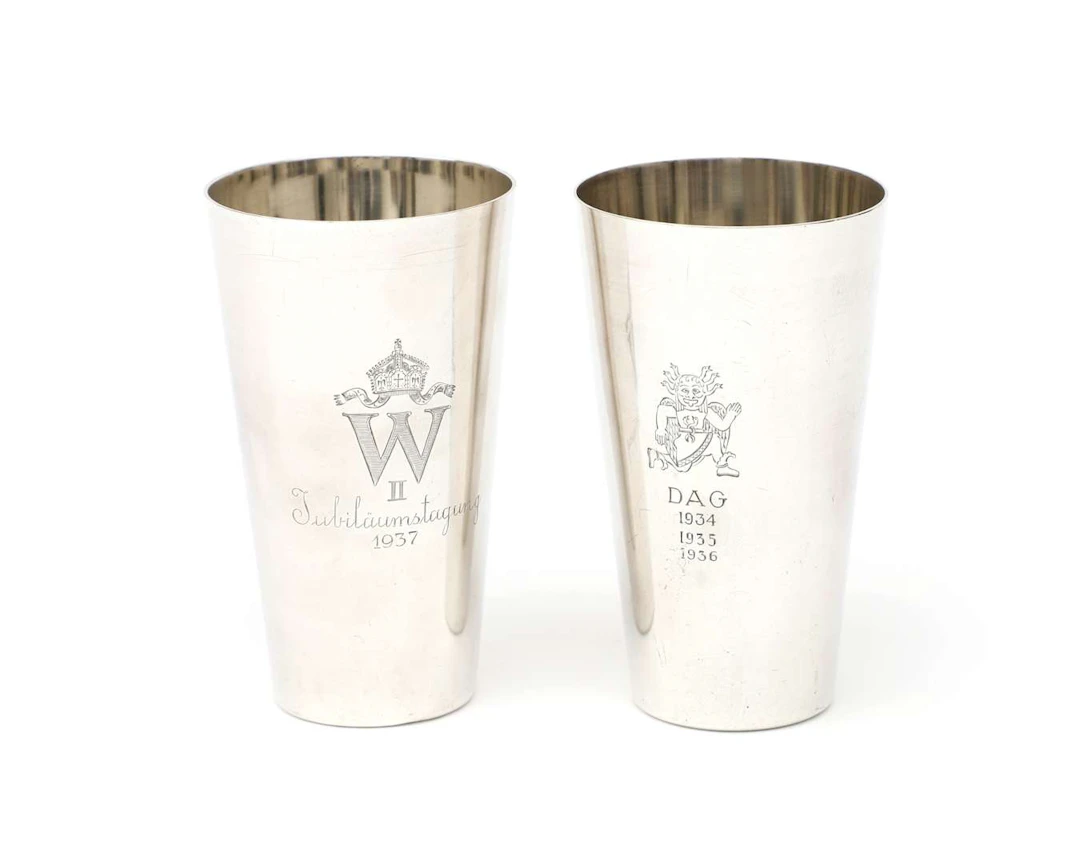 Two silver cups from the Doorner Arbeitsgemeinschaft (D.A.G.) of Emperor