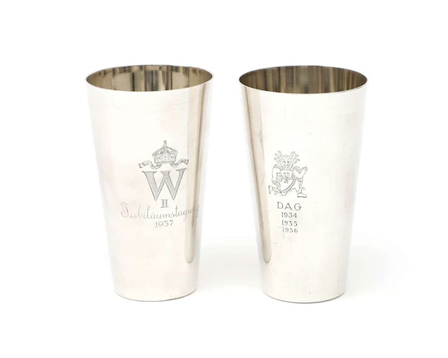 Two silver cups from the Doorner Arbeitsgemeinschaft (D.A.G.) of Emperor