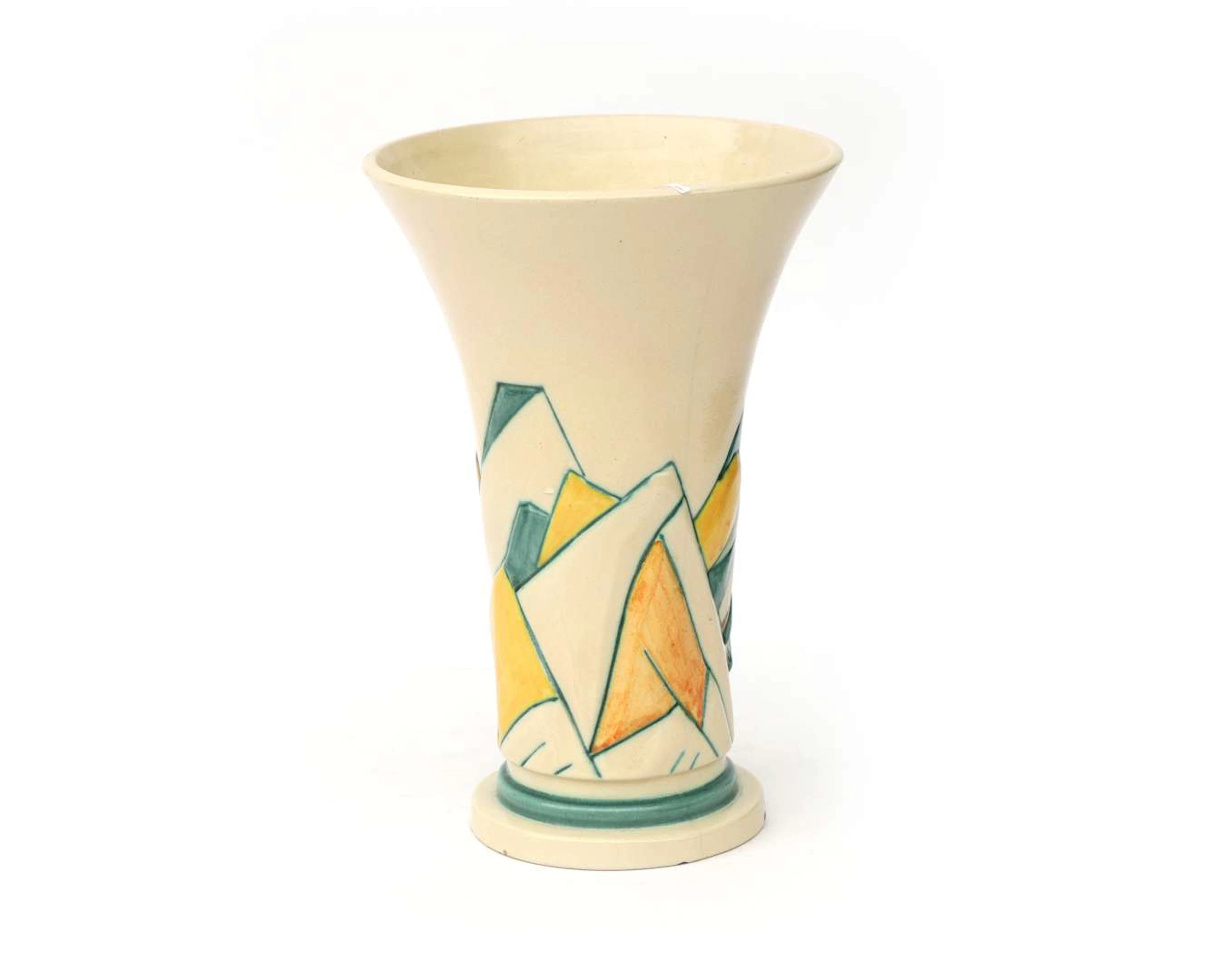 A green, yellow and orange glazed earthenware vase, model 126, produced