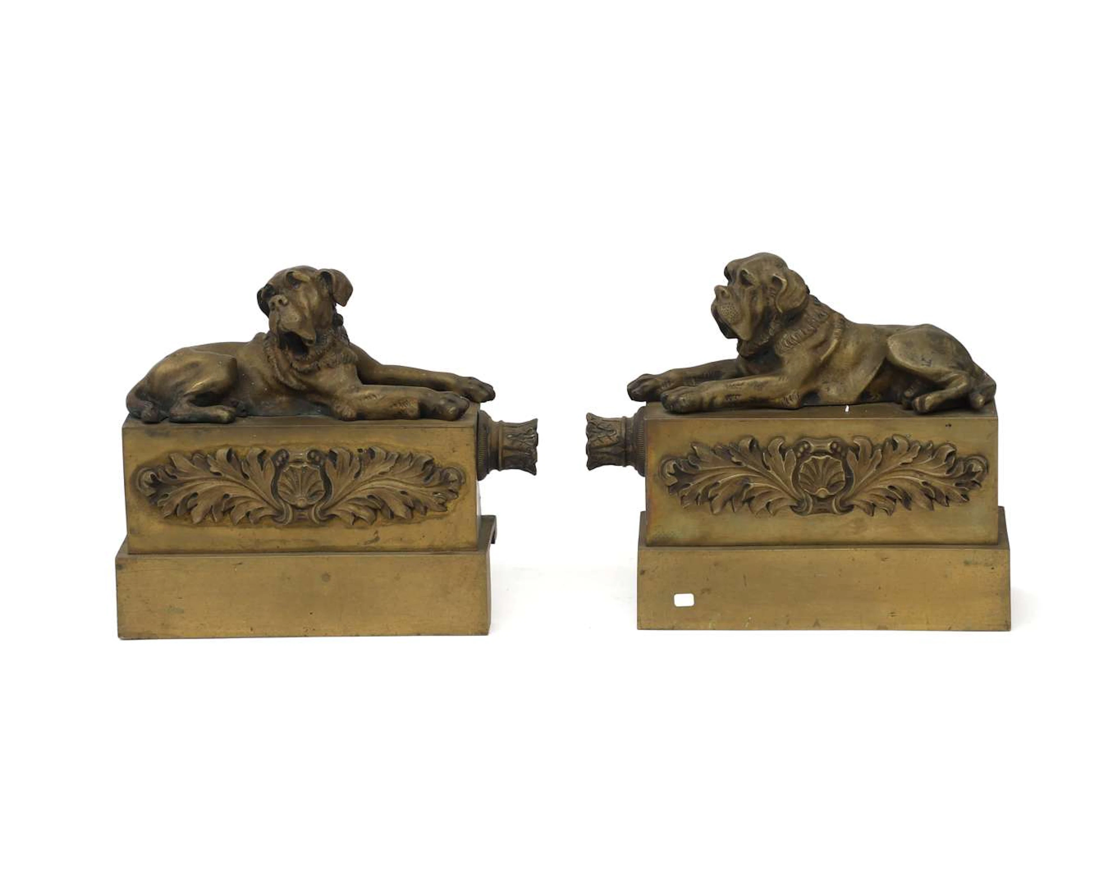 Two gilded bronze fire-bocks, France, 19th century
