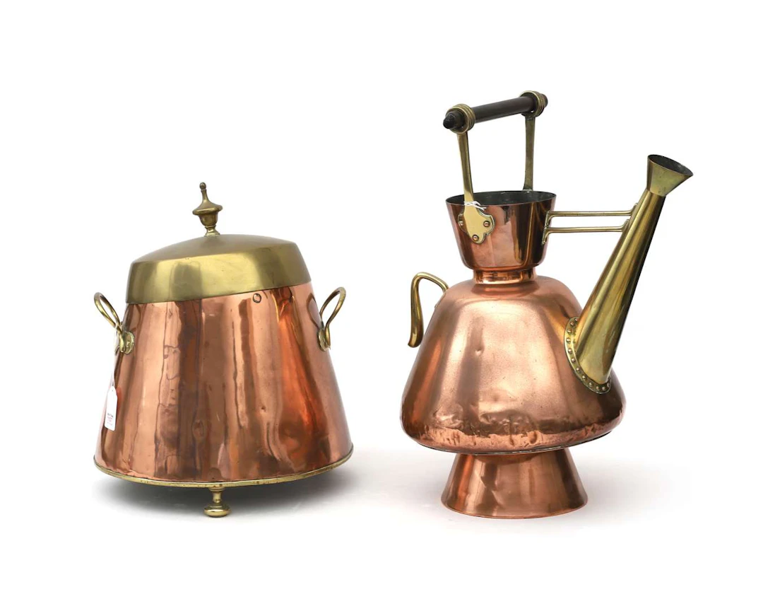 A red-copper covered pot and kettle, Holland, 19th century