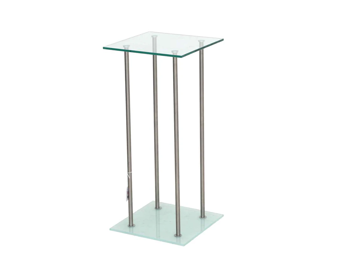 A glass side table on metal legs, 20th century