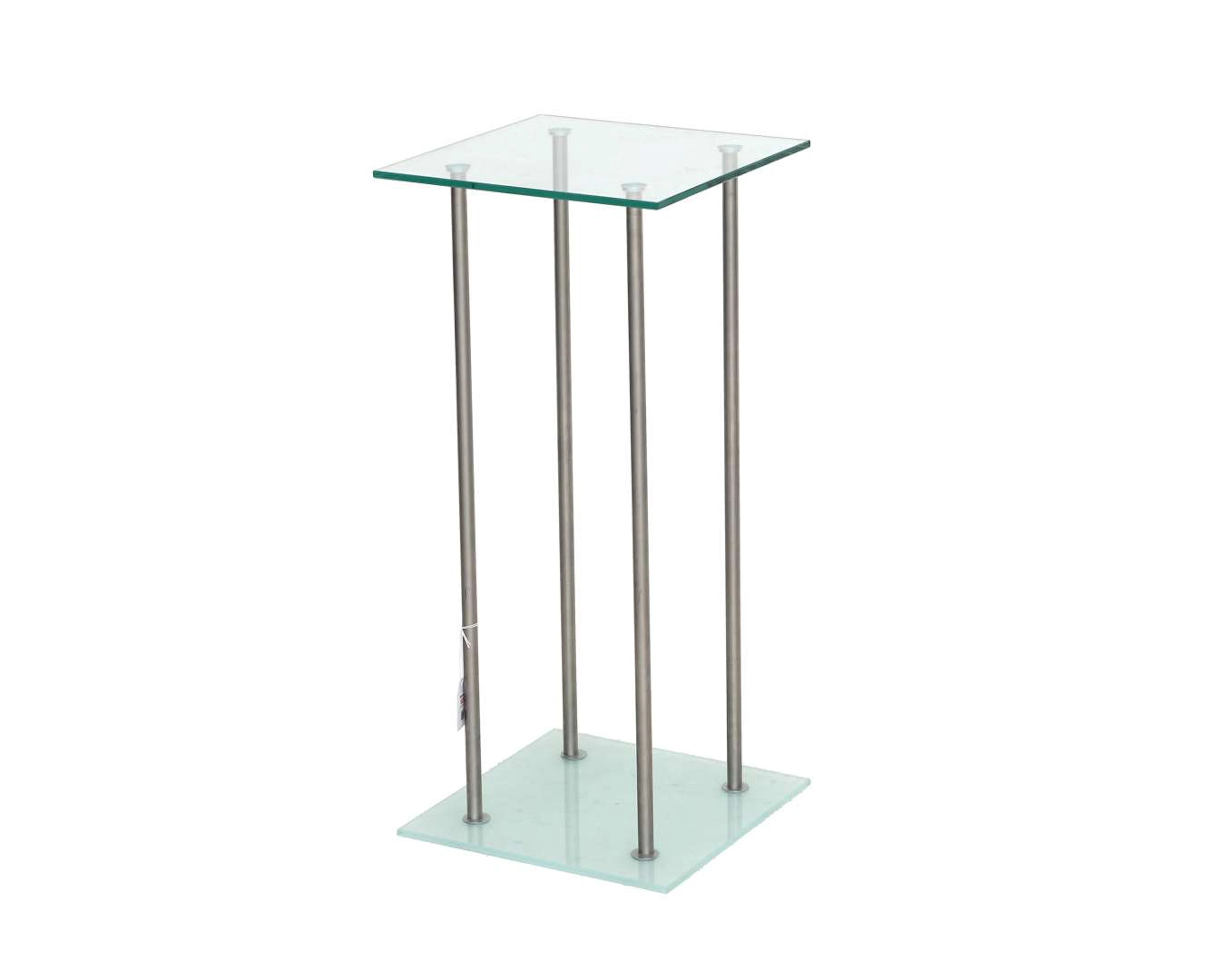 A glass side table on metal legs, 20th century