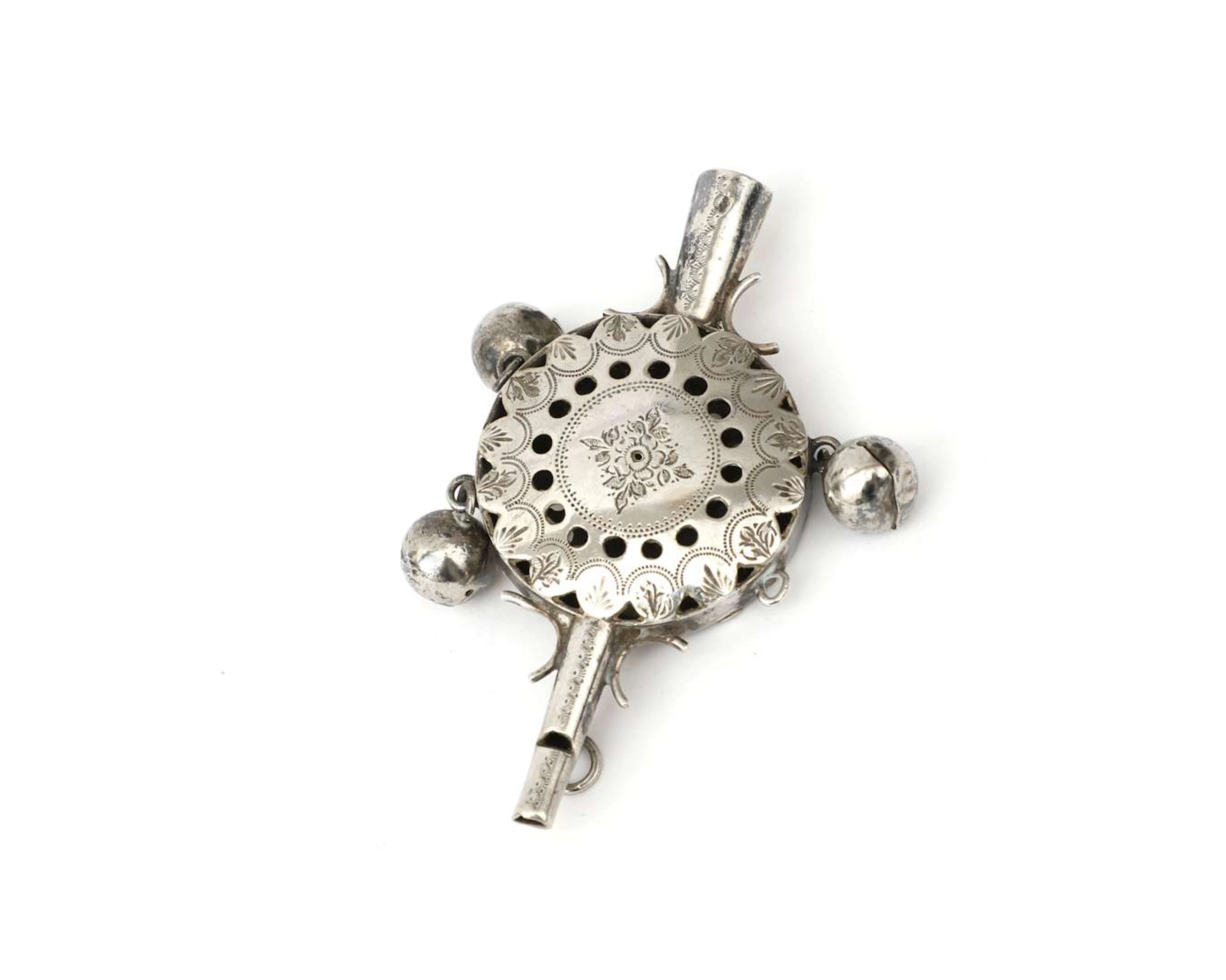 A silver rattle, Holland, probably Alphen aan den Rijn, 19th century