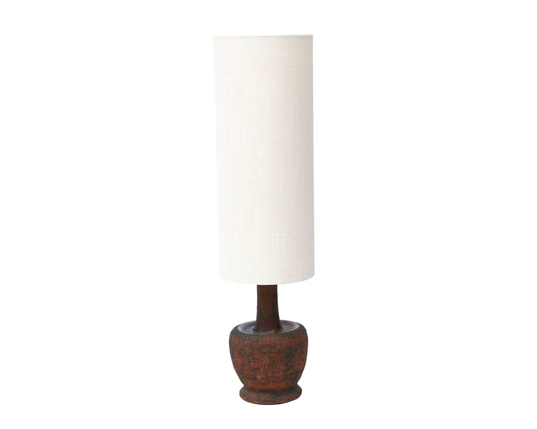 A ceramic table lamp with a fabric shade, 1960s