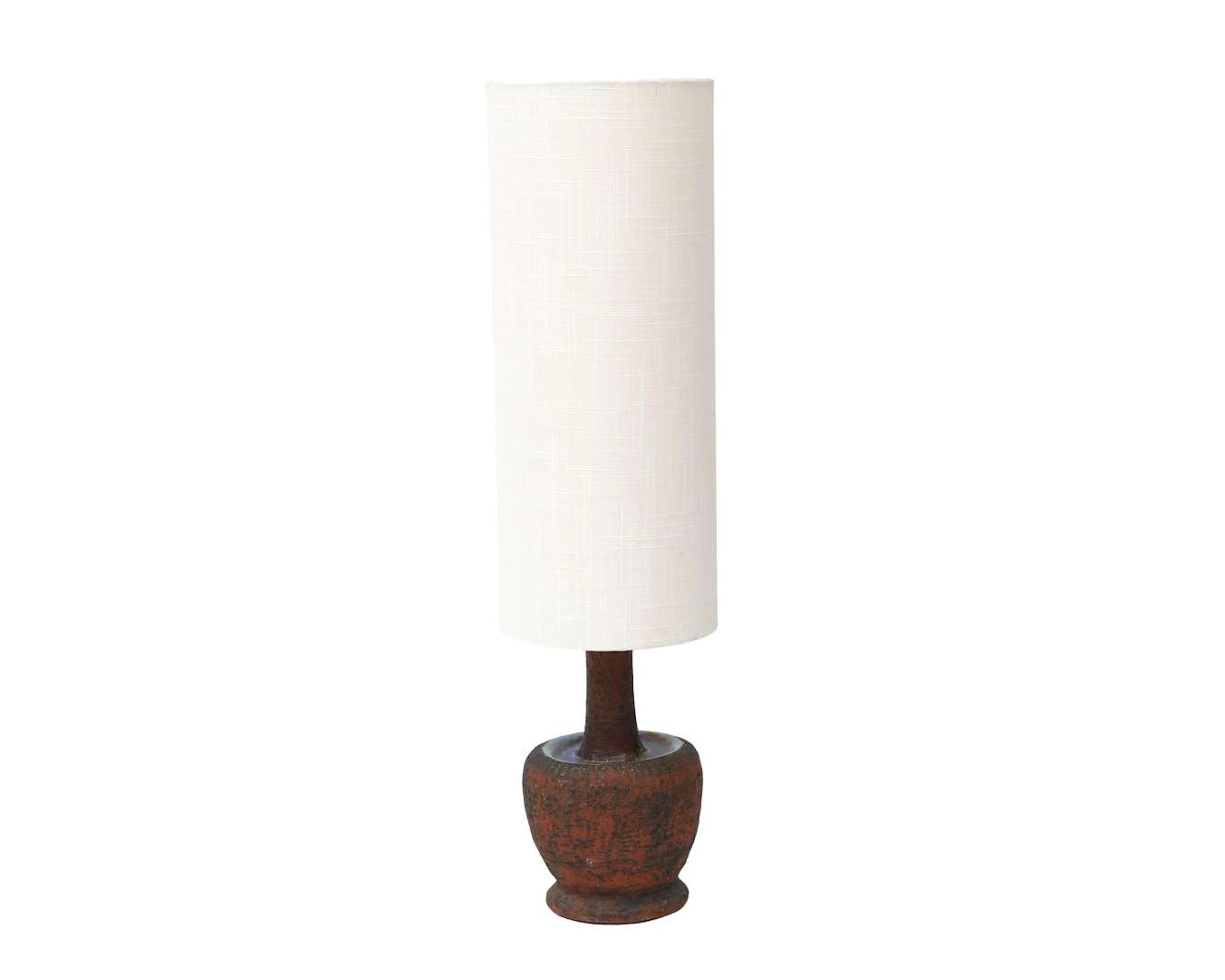 A ceramic table lamp with a fabric shade, 1960s