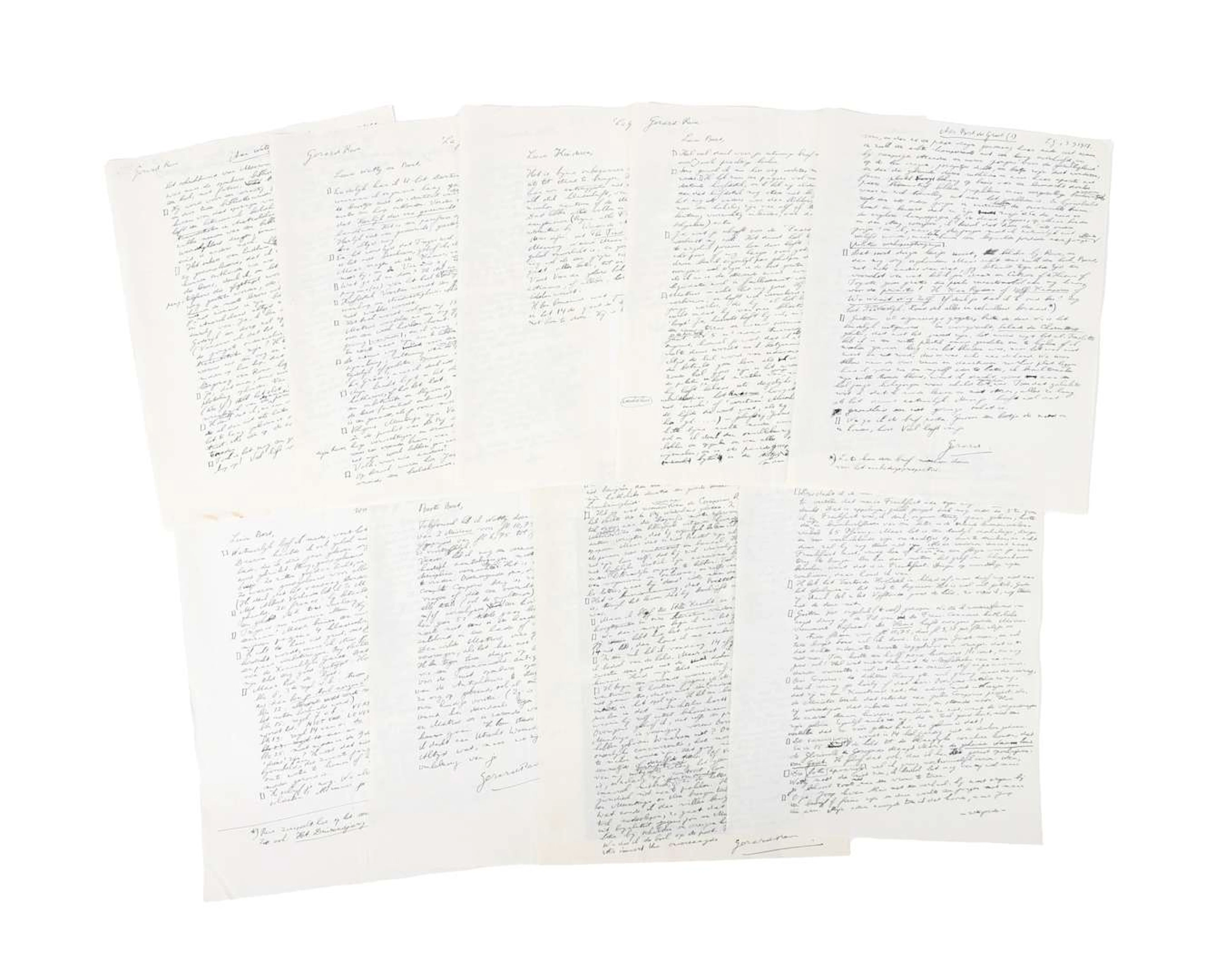 Gerard Reve – 6 original handwritten letters on 9 sheets of paper