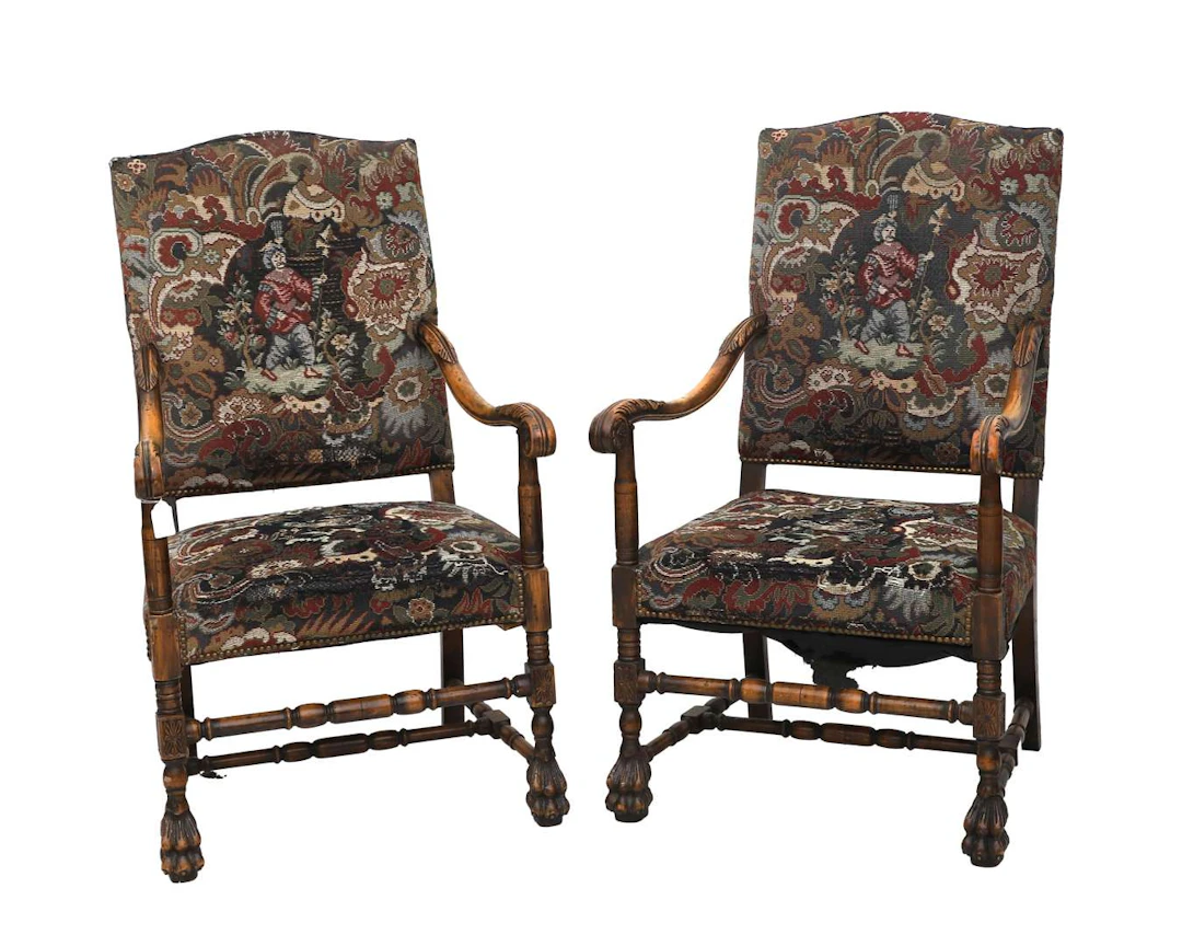 A set of oak knight’s chairs, 19th century