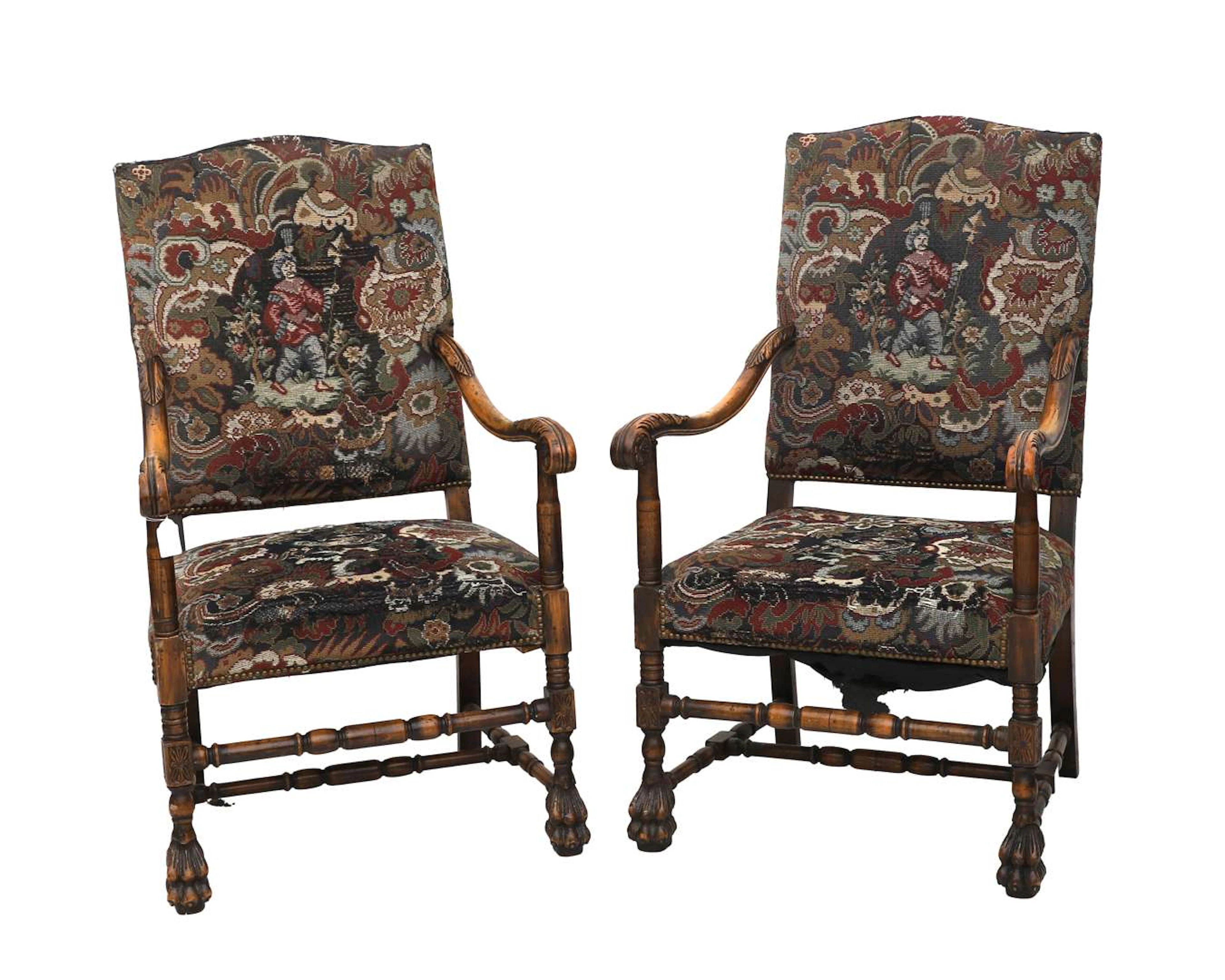 A set of oak knight’s chairs, 19th century