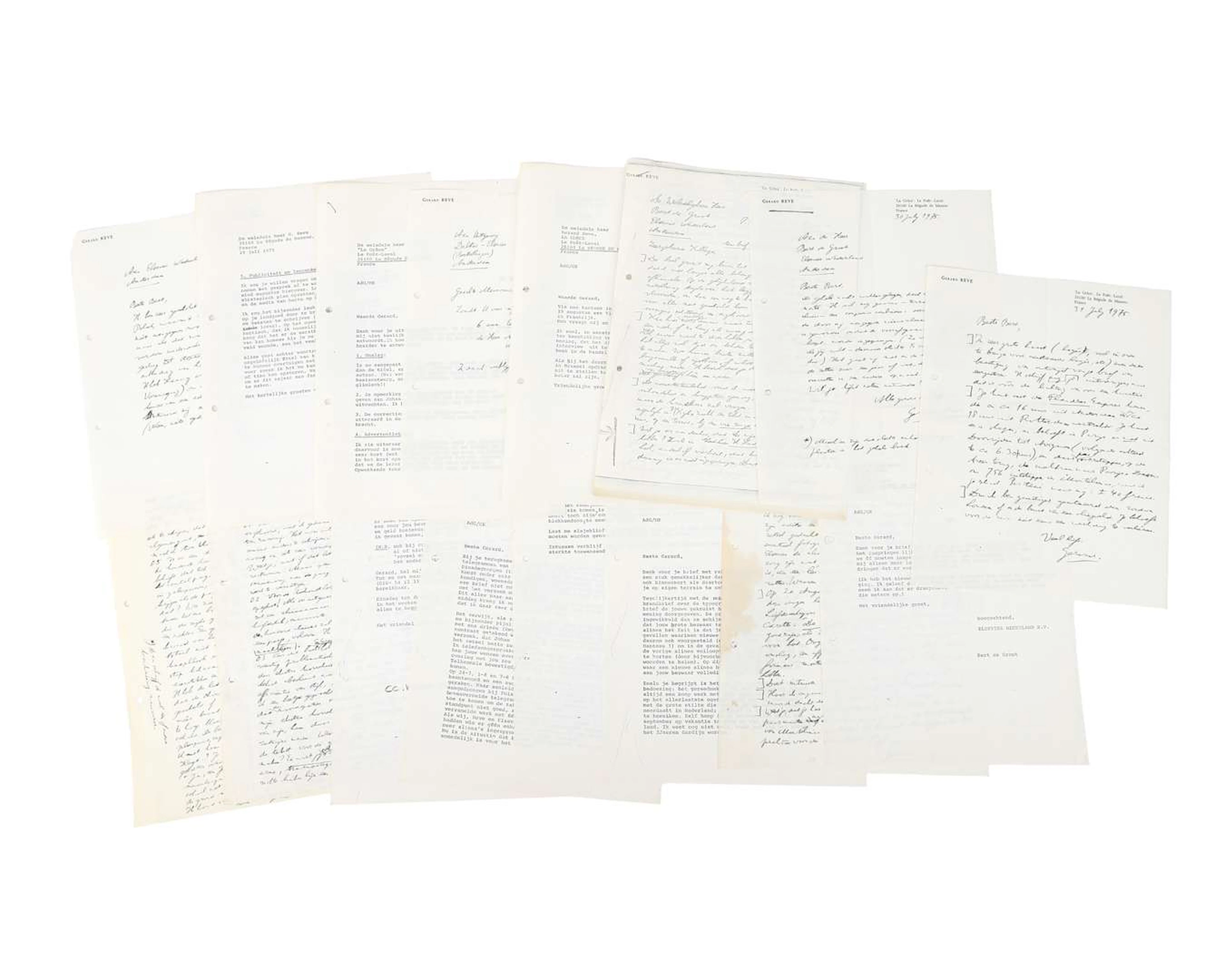 Gerard Reve – 5 original handwritten letters on 6 sheets of paper