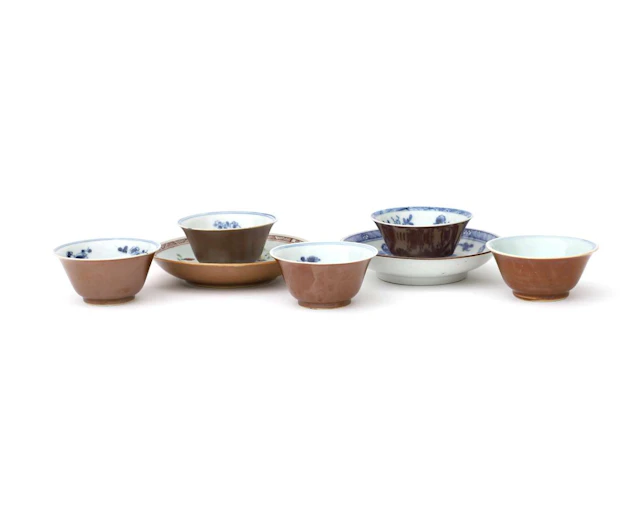 A lot of porcelain cups and saucers, China, 18th century