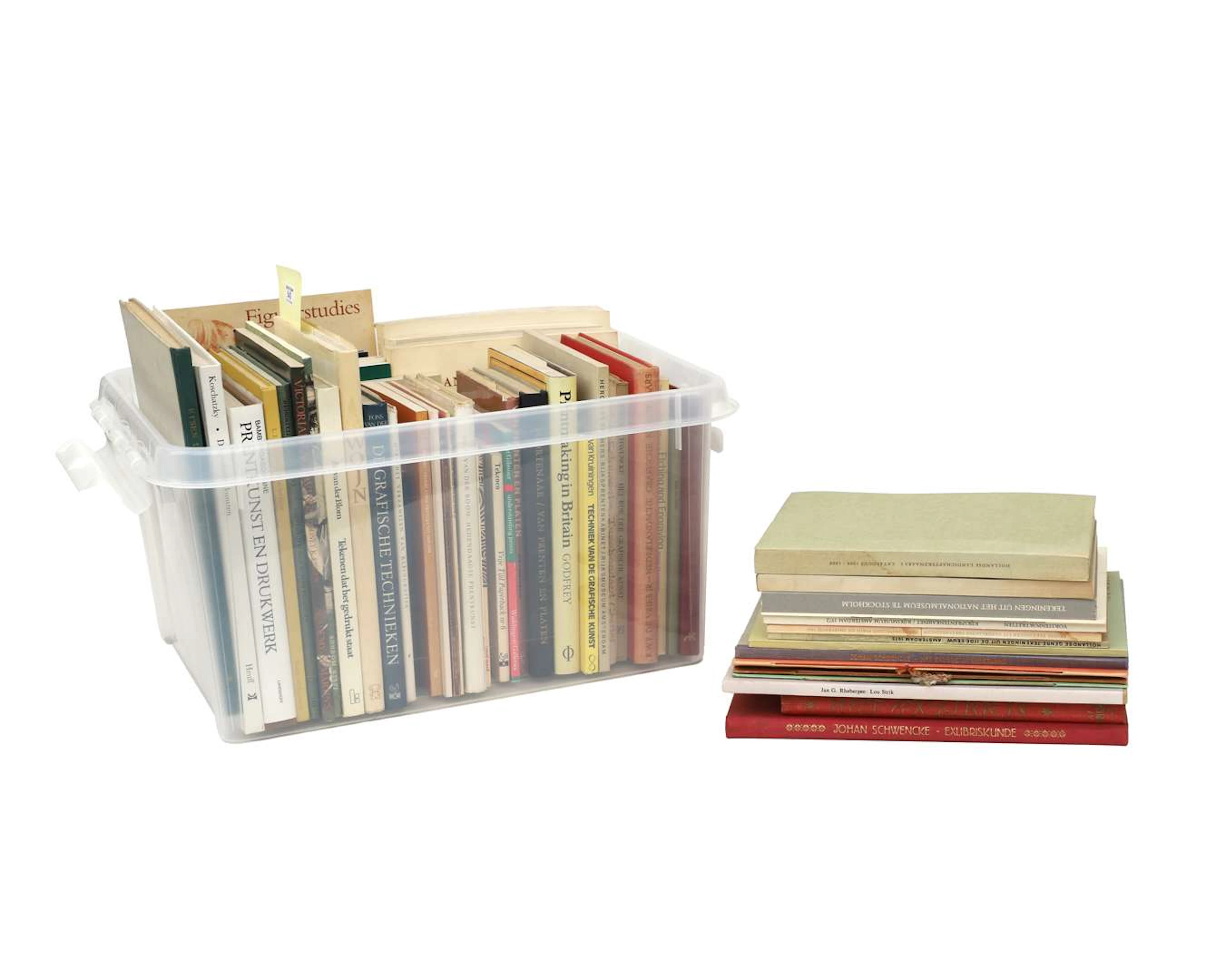 A large collection of books on Dutch and European graphic art, drawing