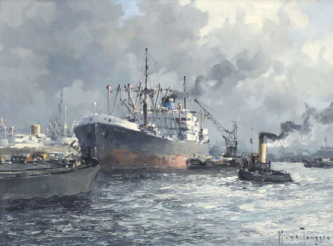 Marinus de Jongere (1912–1978), View of the Port of Rotterdam with