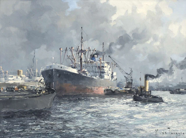 Marinus de Jongere (1912–1978), View of the Port of Rotterdam with