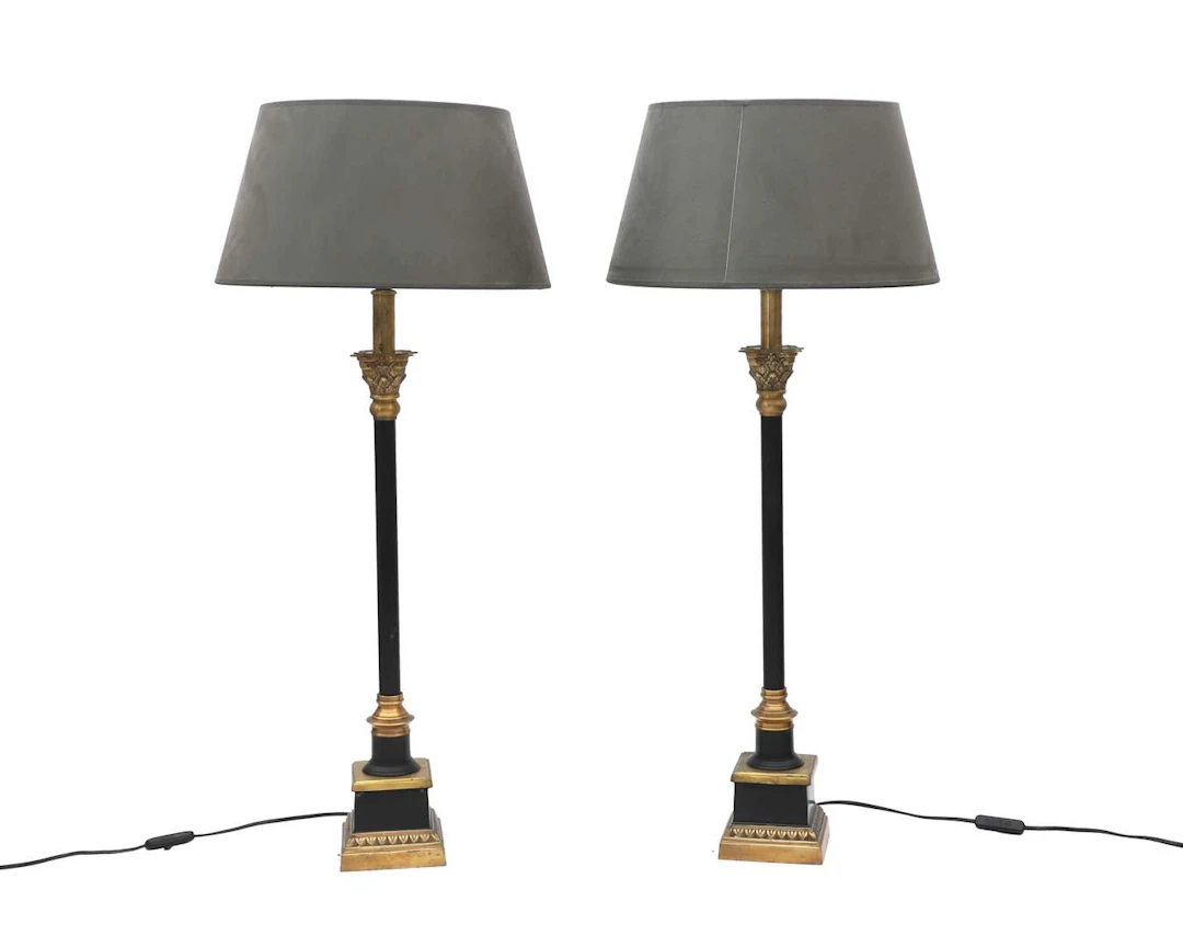 A pair of metal table lamps, 20th century