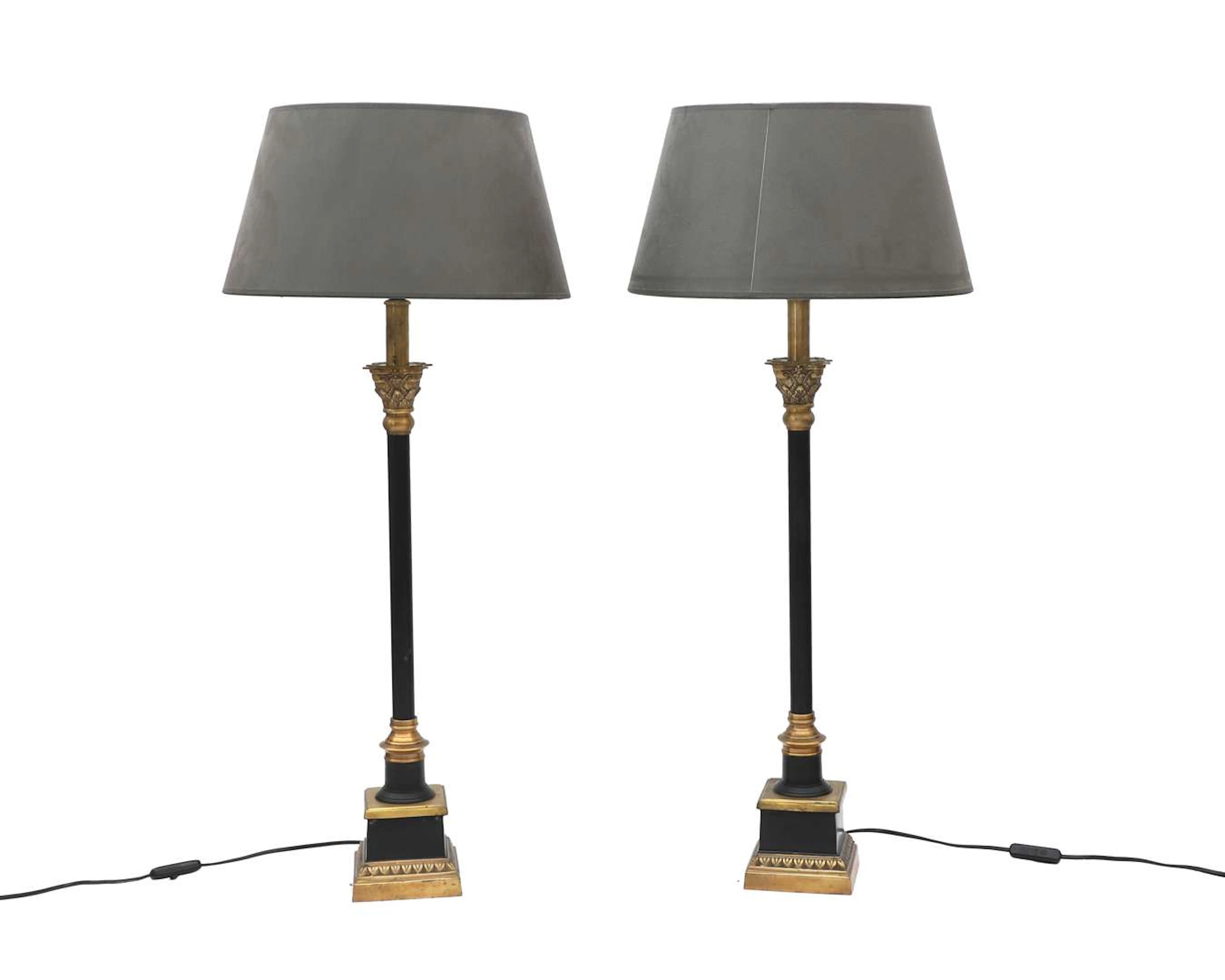 A pair of metal table lamps, 20th century