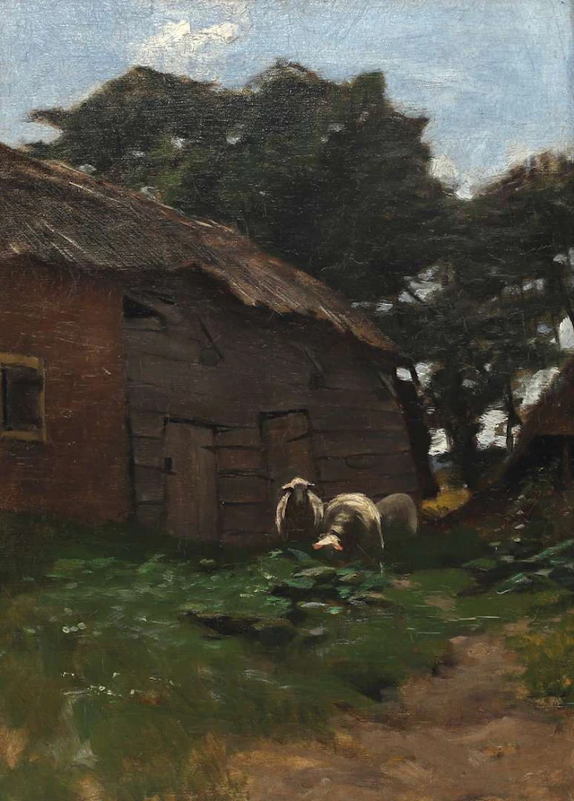 Herman Johannes van der Weele (1852-1930), Grazing sheep in front