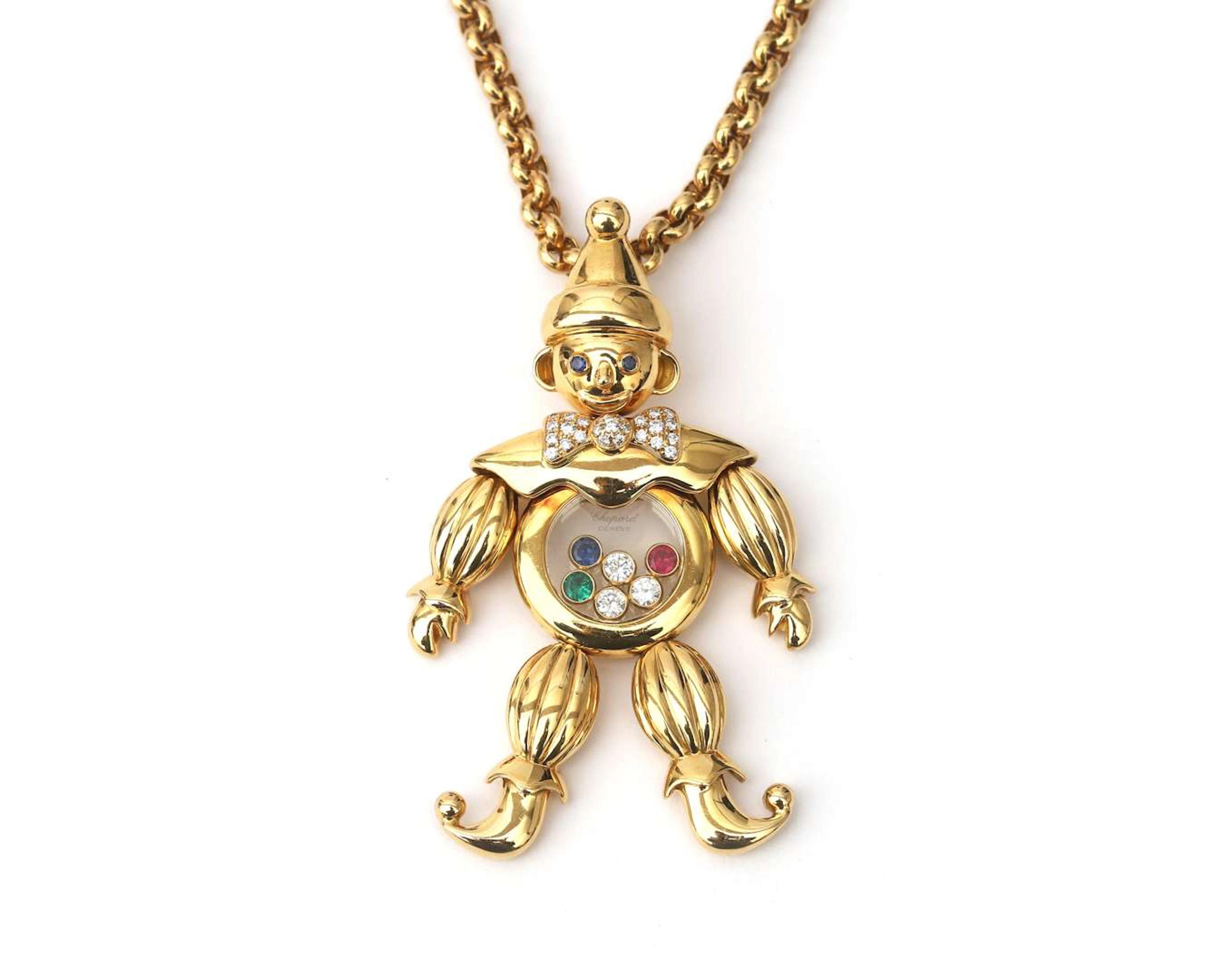 An 18-carat yellow gold Chopard Happy Clown pendant on a necklace, c. 1970