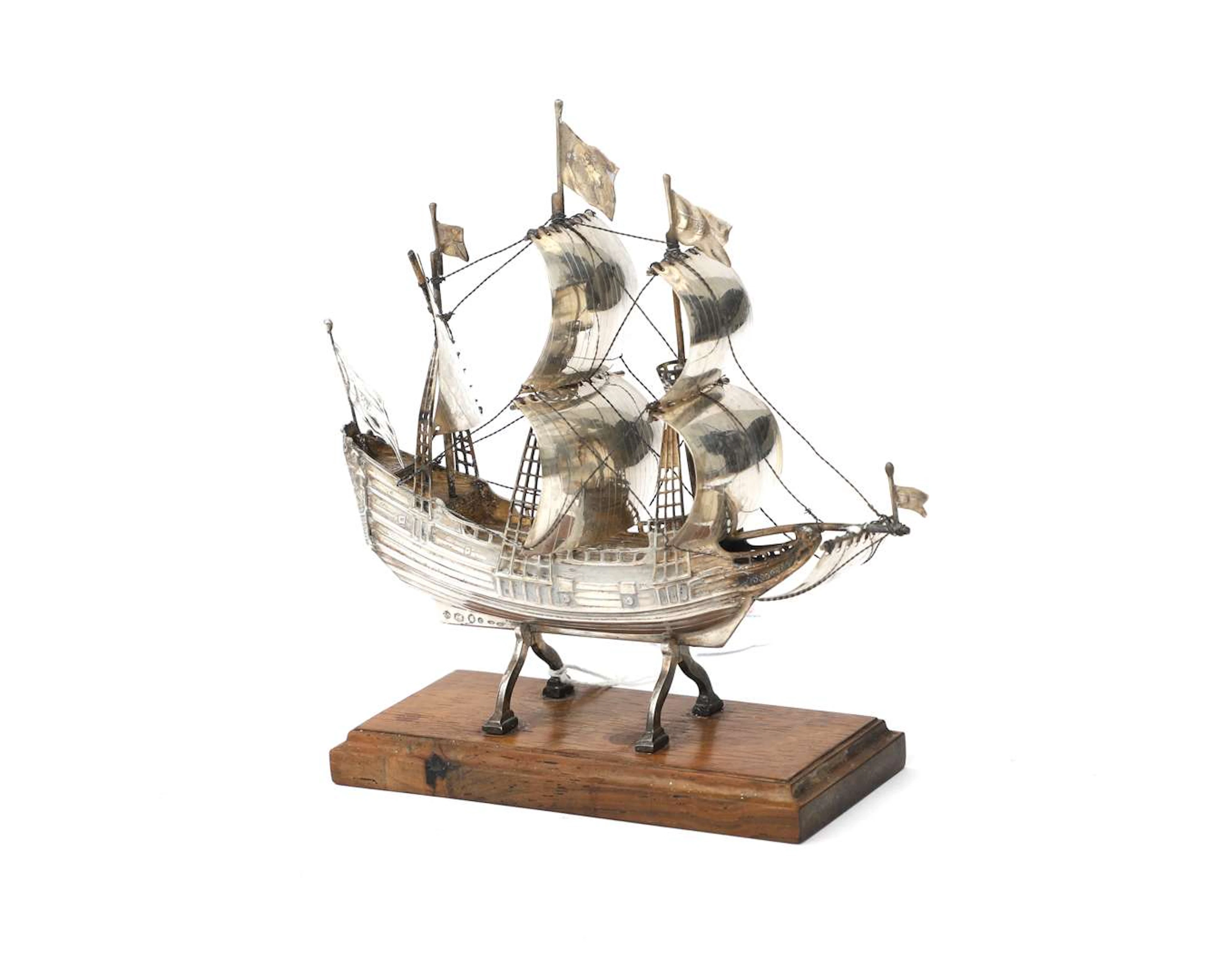 A fine-grade miniature silver ship, Netherlands, Haarlem, 20th century