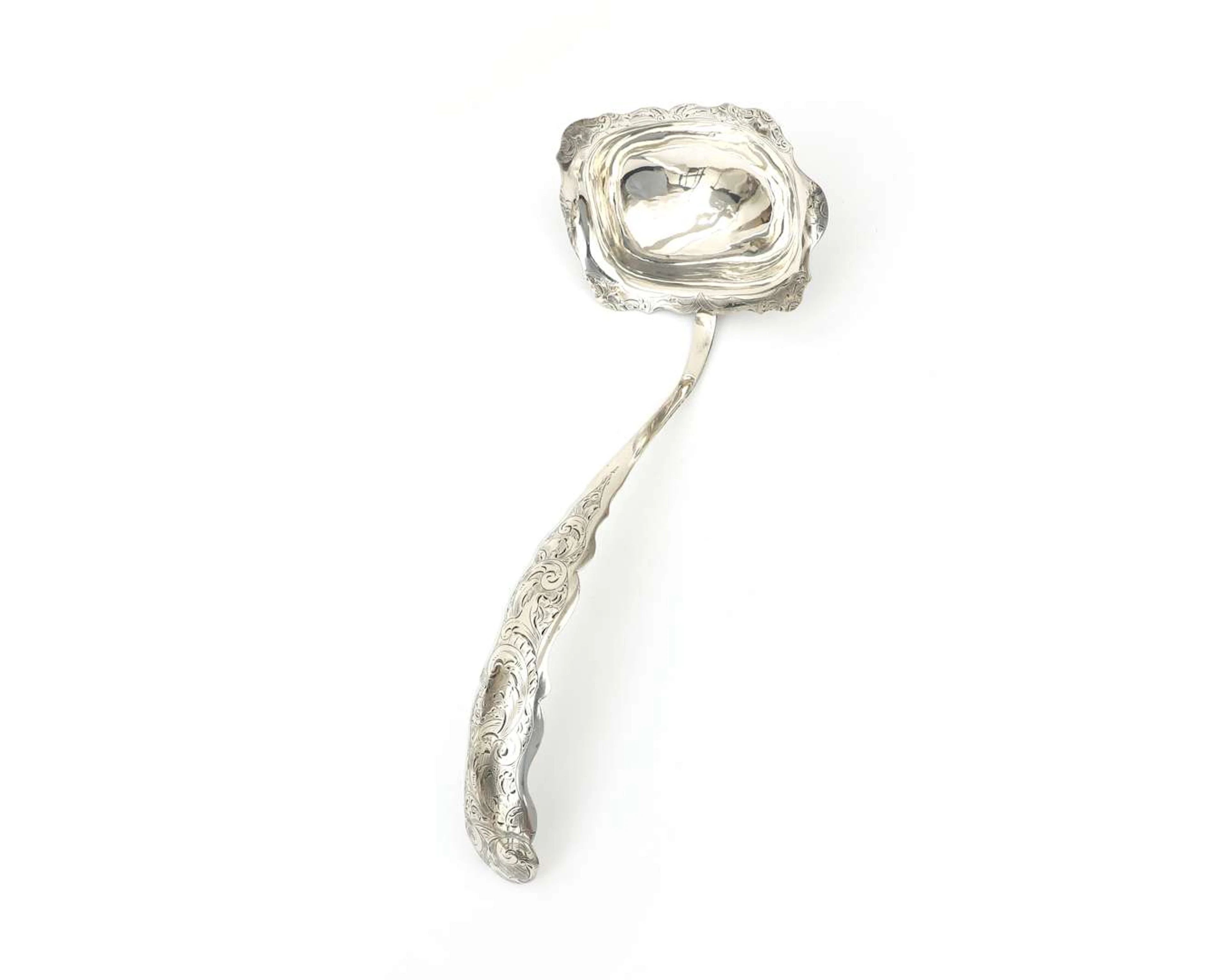 A silver soup ladle, Holland, 1856