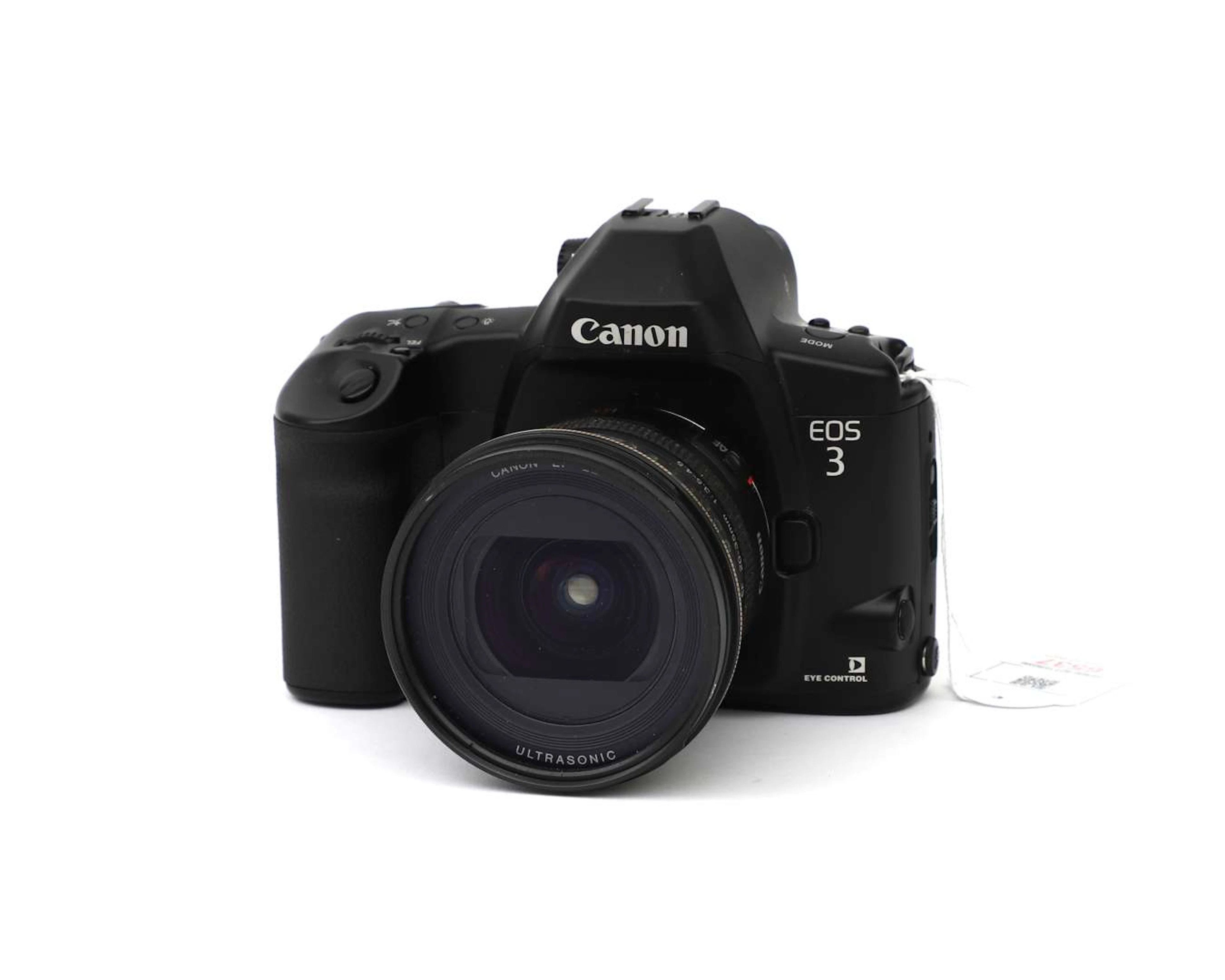 A Canon EOS 3 camera with a Canon zoom lens