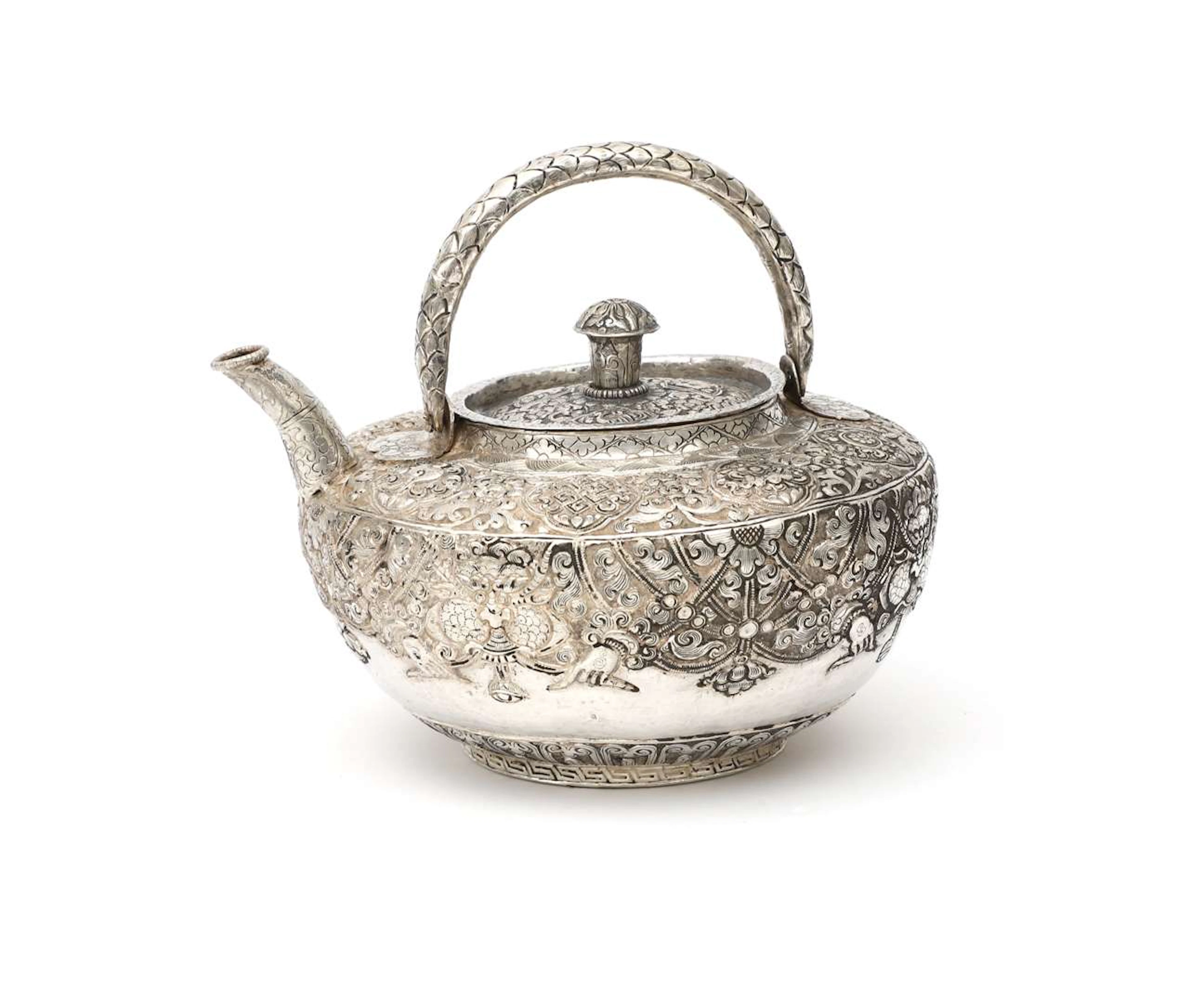 A silver teapot, Asia, 19th/20th century