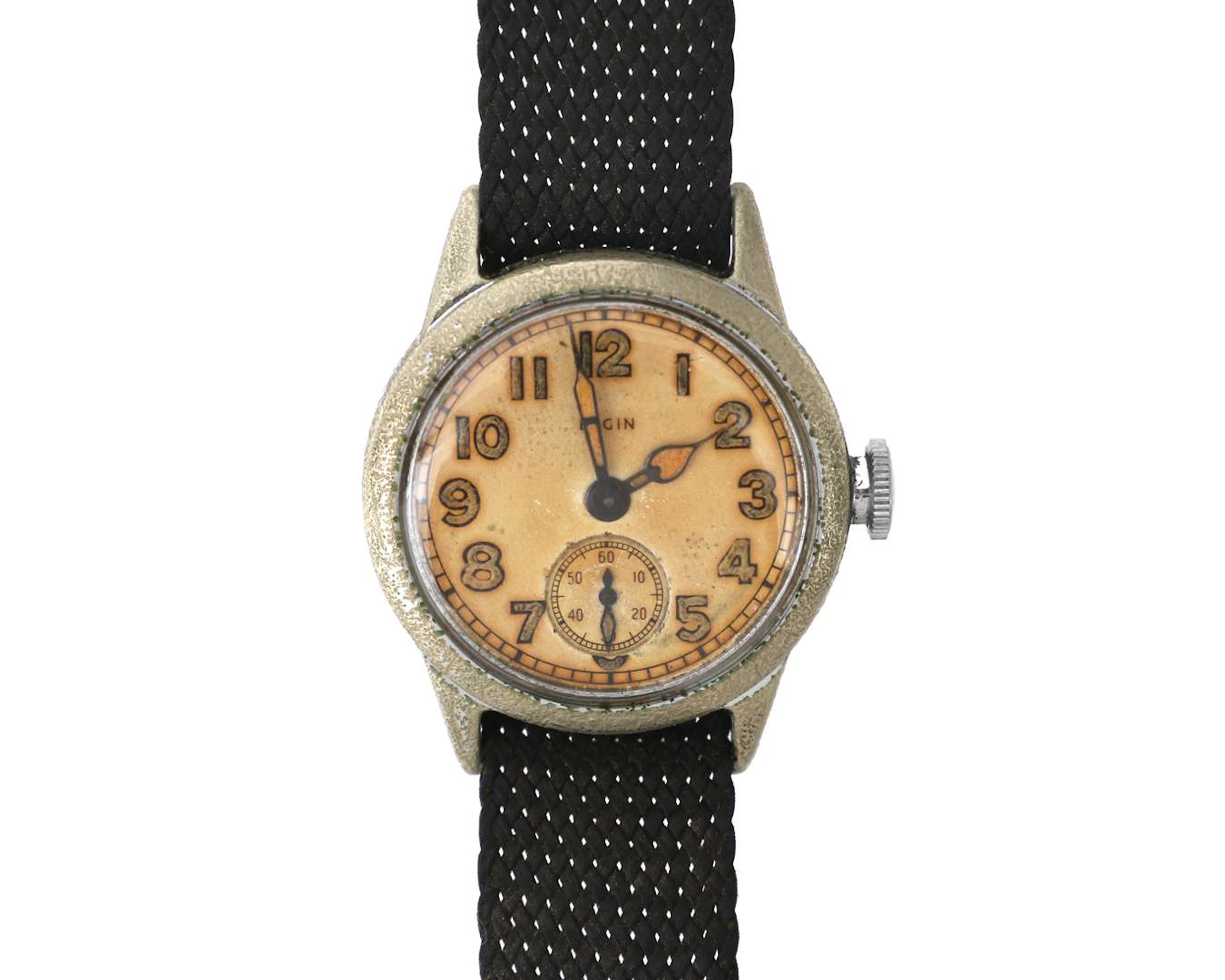 A US Army wristwatch, manufactured by: Elgin, USA, 1940s (Second World War)
