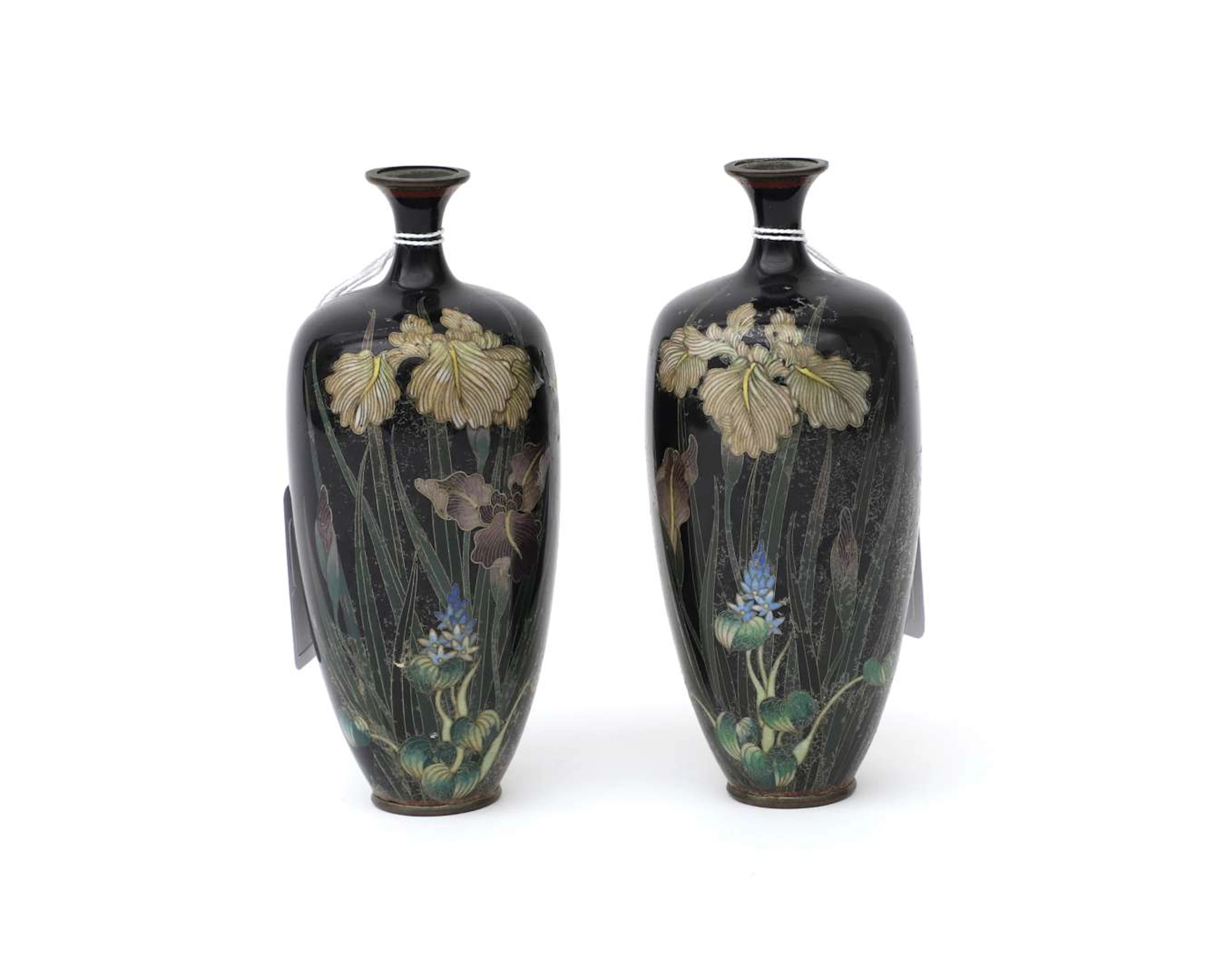 Two cloisonné vases with floral decoration, Japan, first half of the