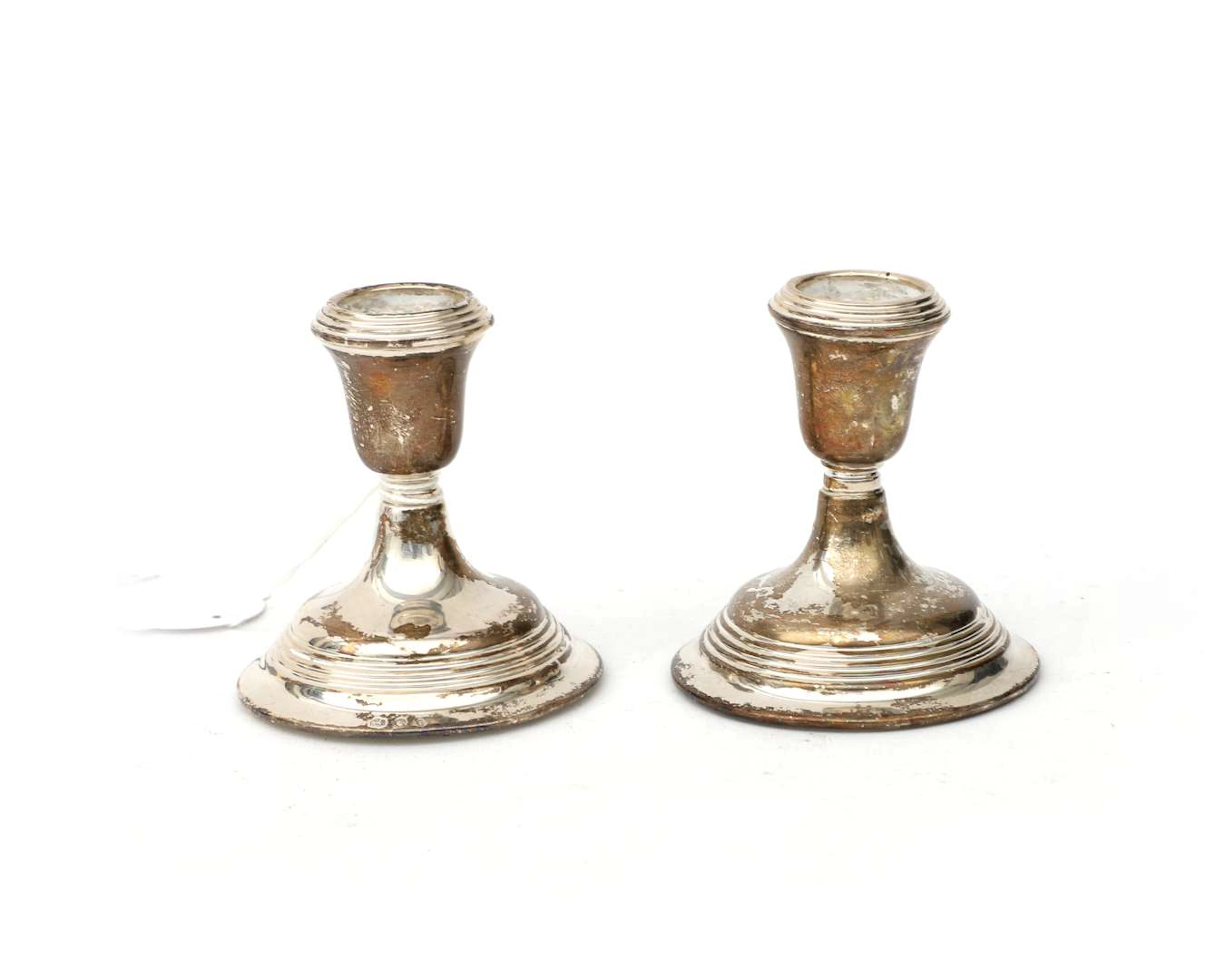 Two sterling silver candlesticks, Holland, 20th century