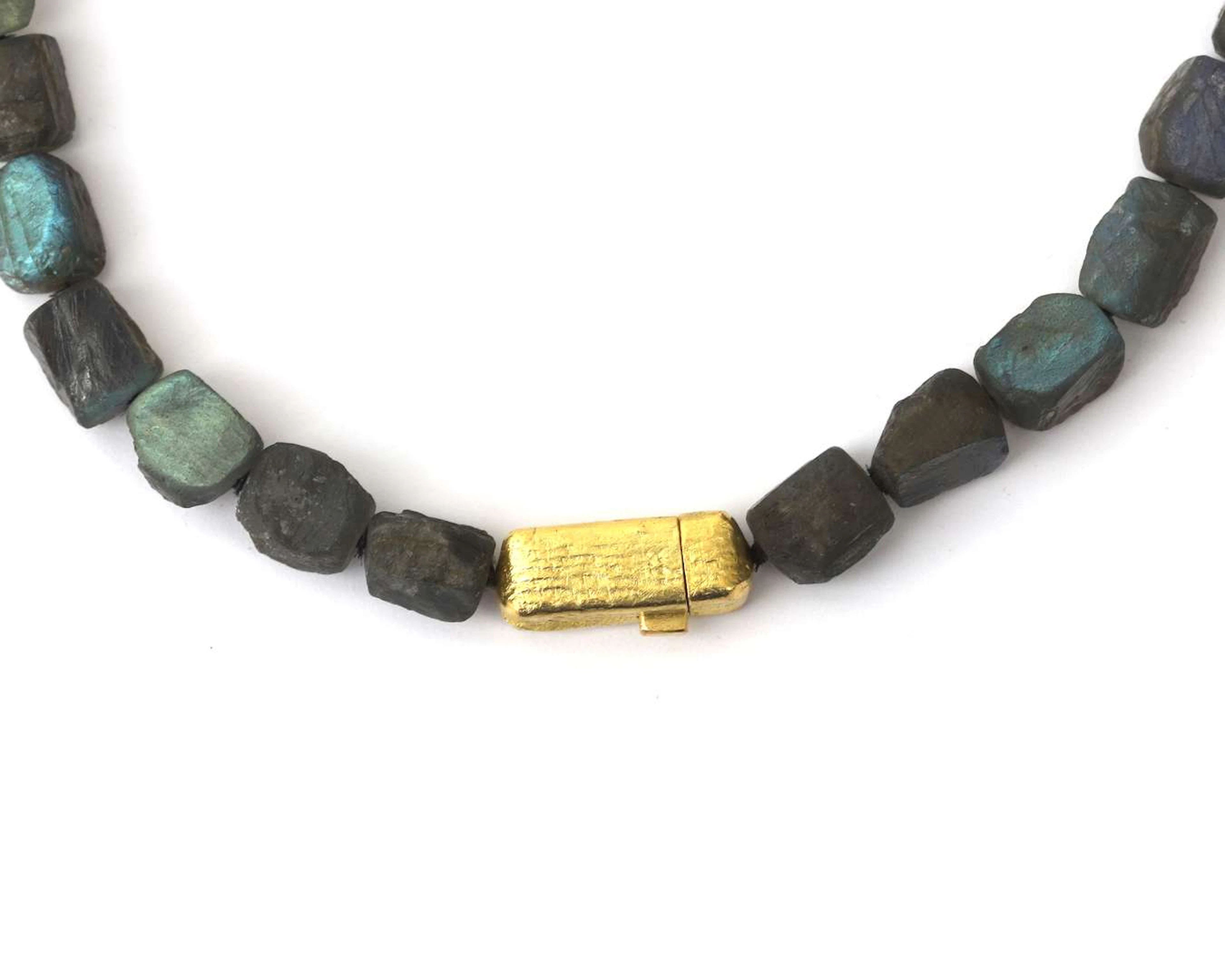 A necklace of labradorite on 18k yellow gold clasp