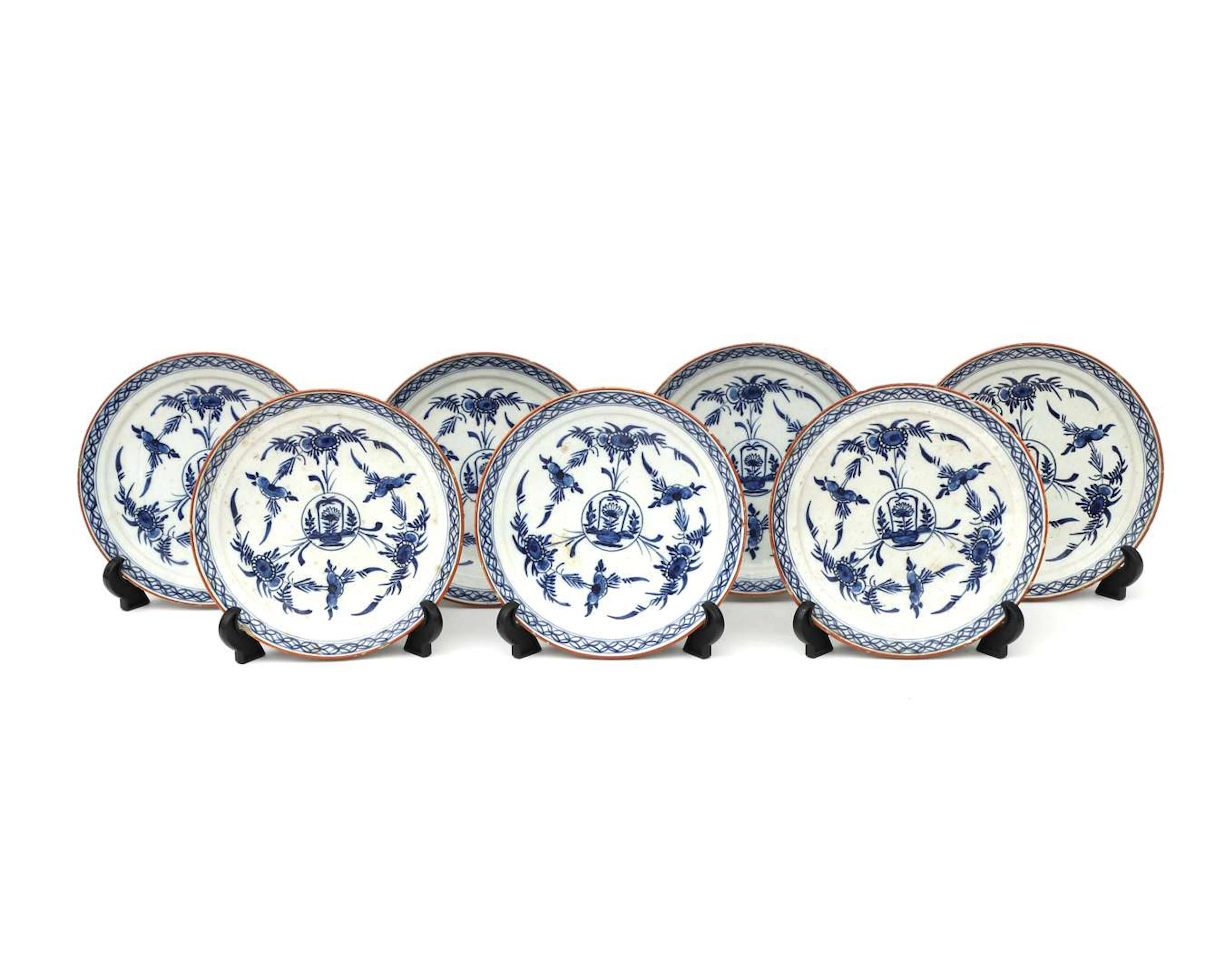 Seven earthenware plates, Holland, Delft, 17th/18th century