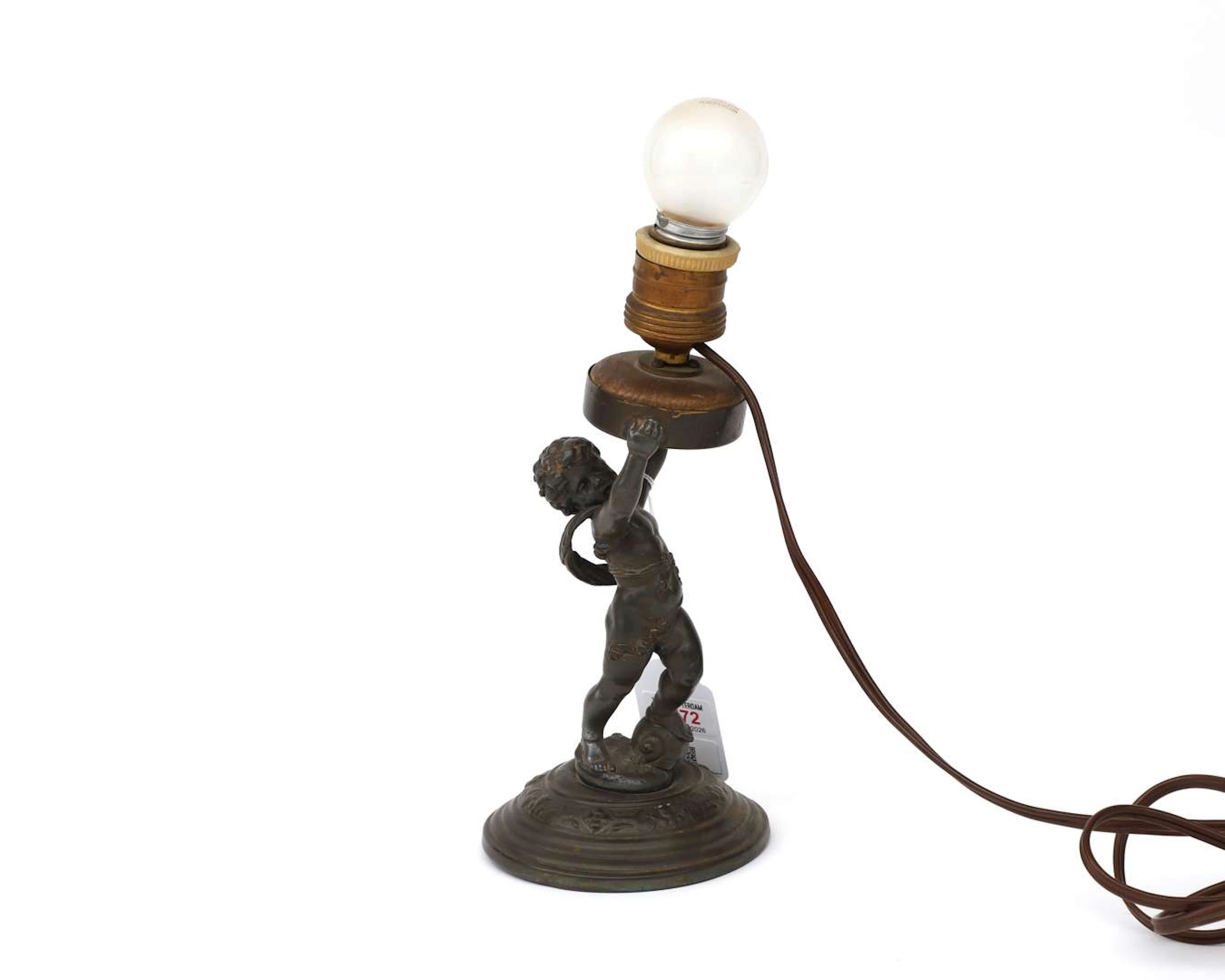 A table lamp featuring a putto, 20th century