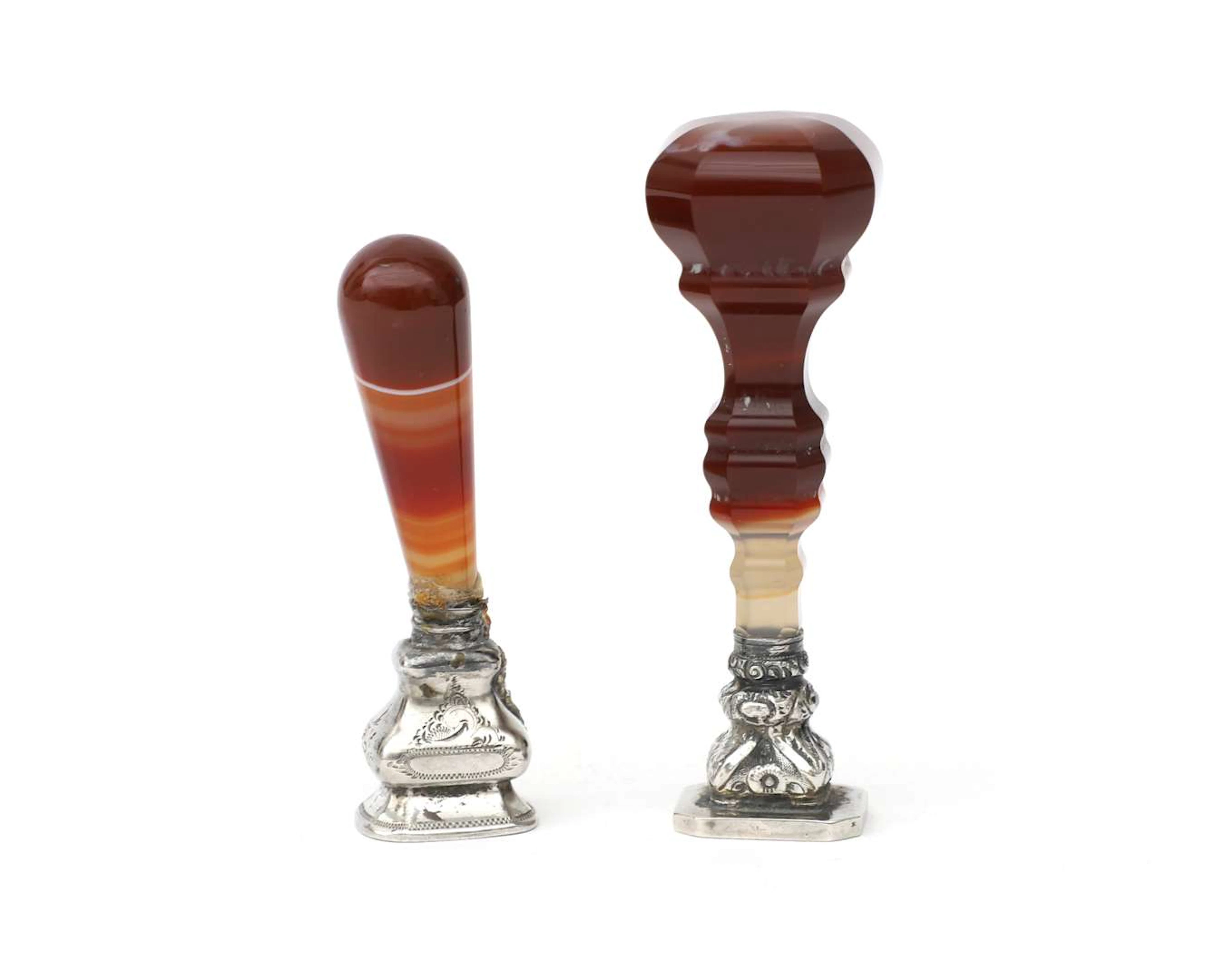 Two silver seals with agate handles, the Netherlands, 20th century