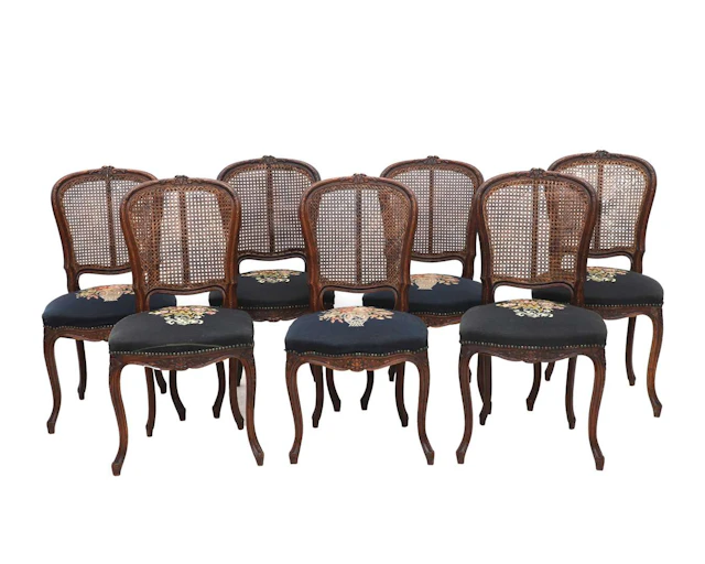 Seven Louis XV-style dining chairs, Holland, 19th century