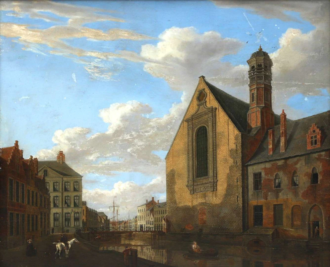 Attributed to August Wijnantz (1795–1848), View of the Leie in Ghent