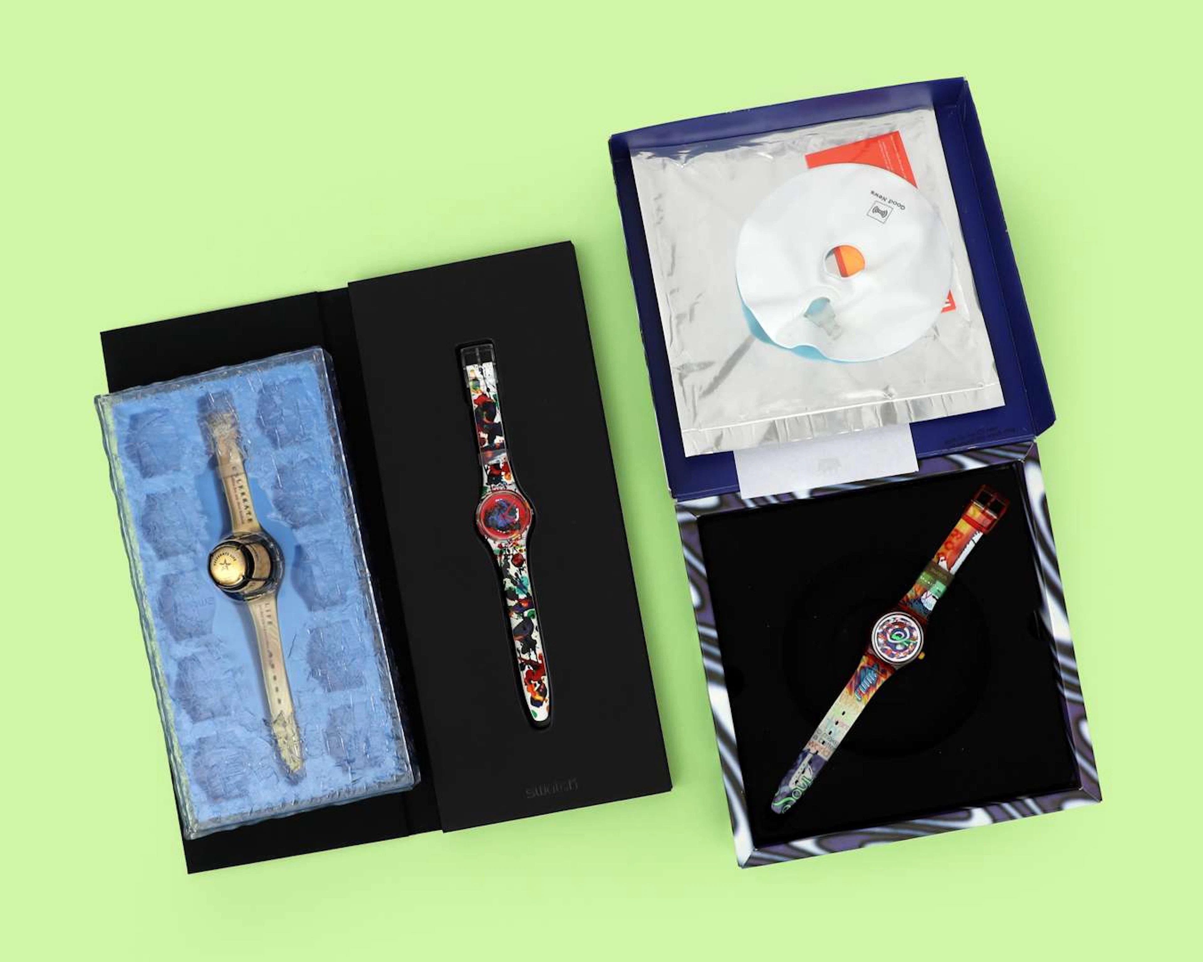 Three Swatch wristwatches, including ‘Sam Francis’, 1992, 1995, 1998