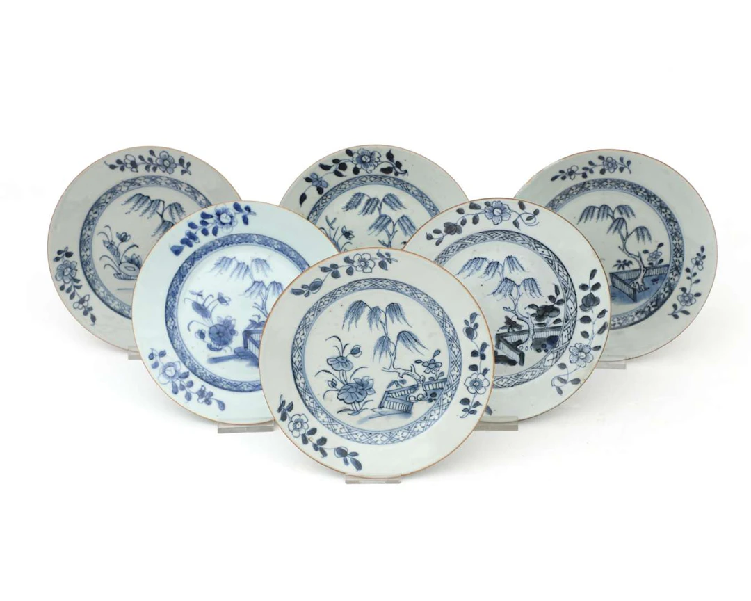 Six porcelain cake plates, China, Qianlong period (1736–1795), 18th century