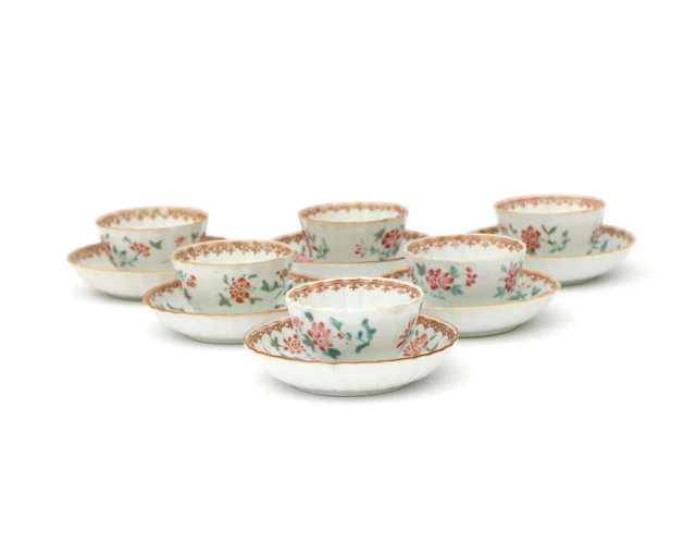 Six porcelain cups and saucers, China, 19th century