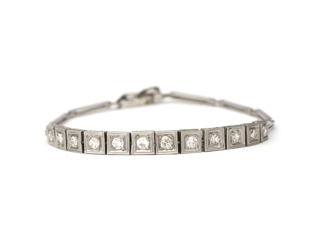 A platinum bracelet with a diamond