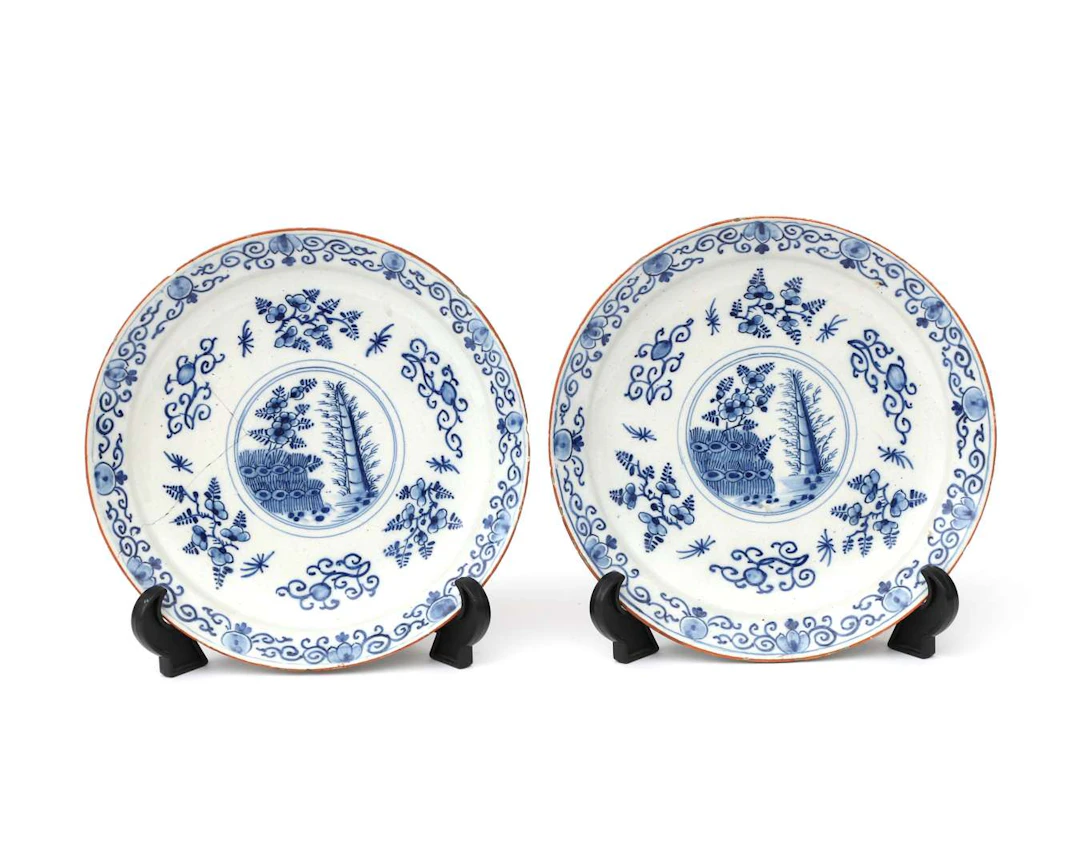Two earthenware plates, Holland, Delft, 18th century