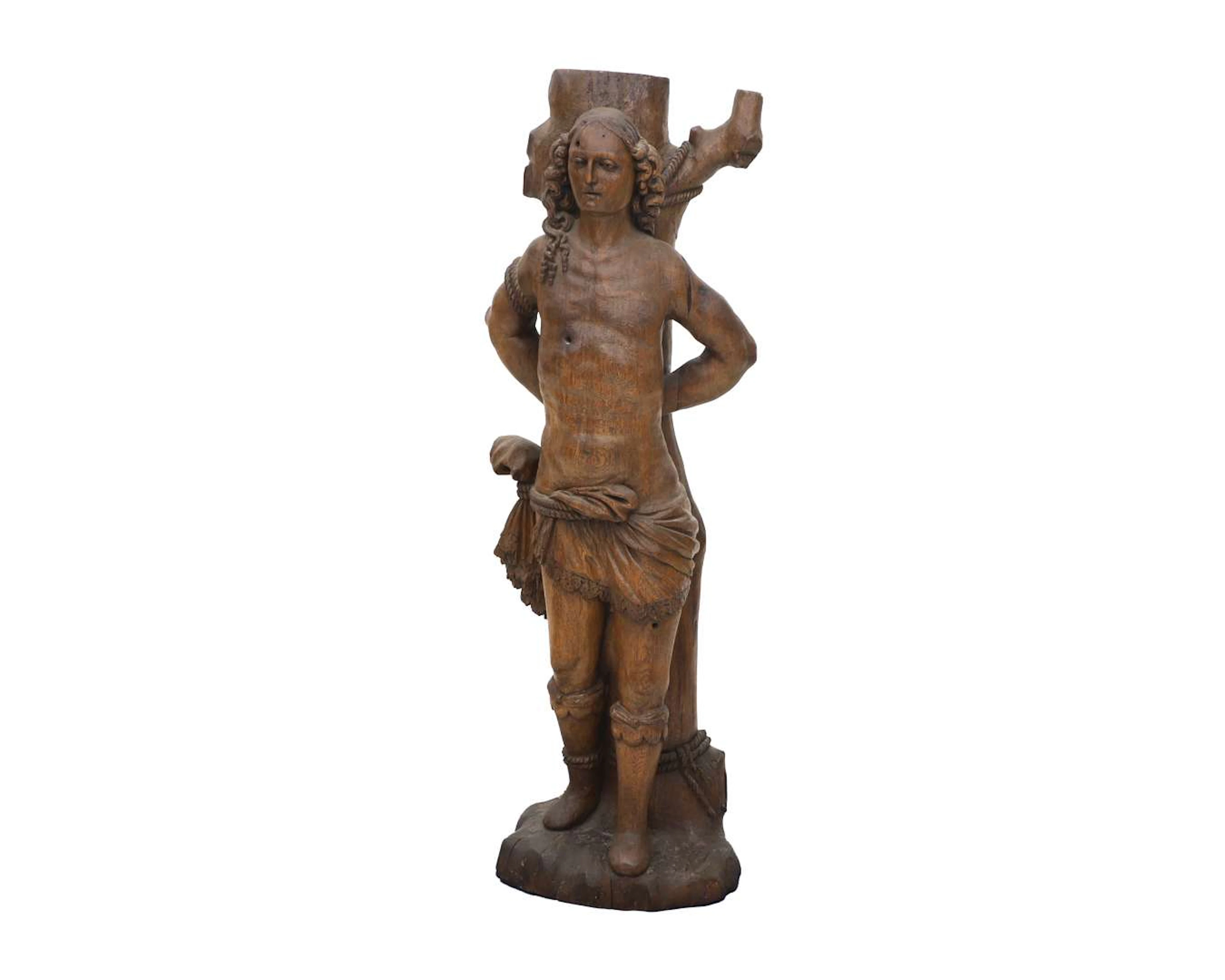 An oak statue of St Sebastian, Europe, 18th century