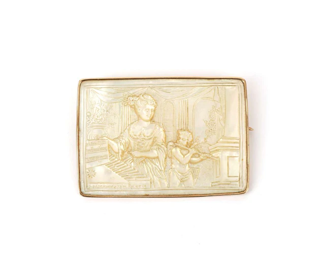 A mother-of-pearl plaque by Jan Bernard Barckhuysen, Holland, Harderwijk