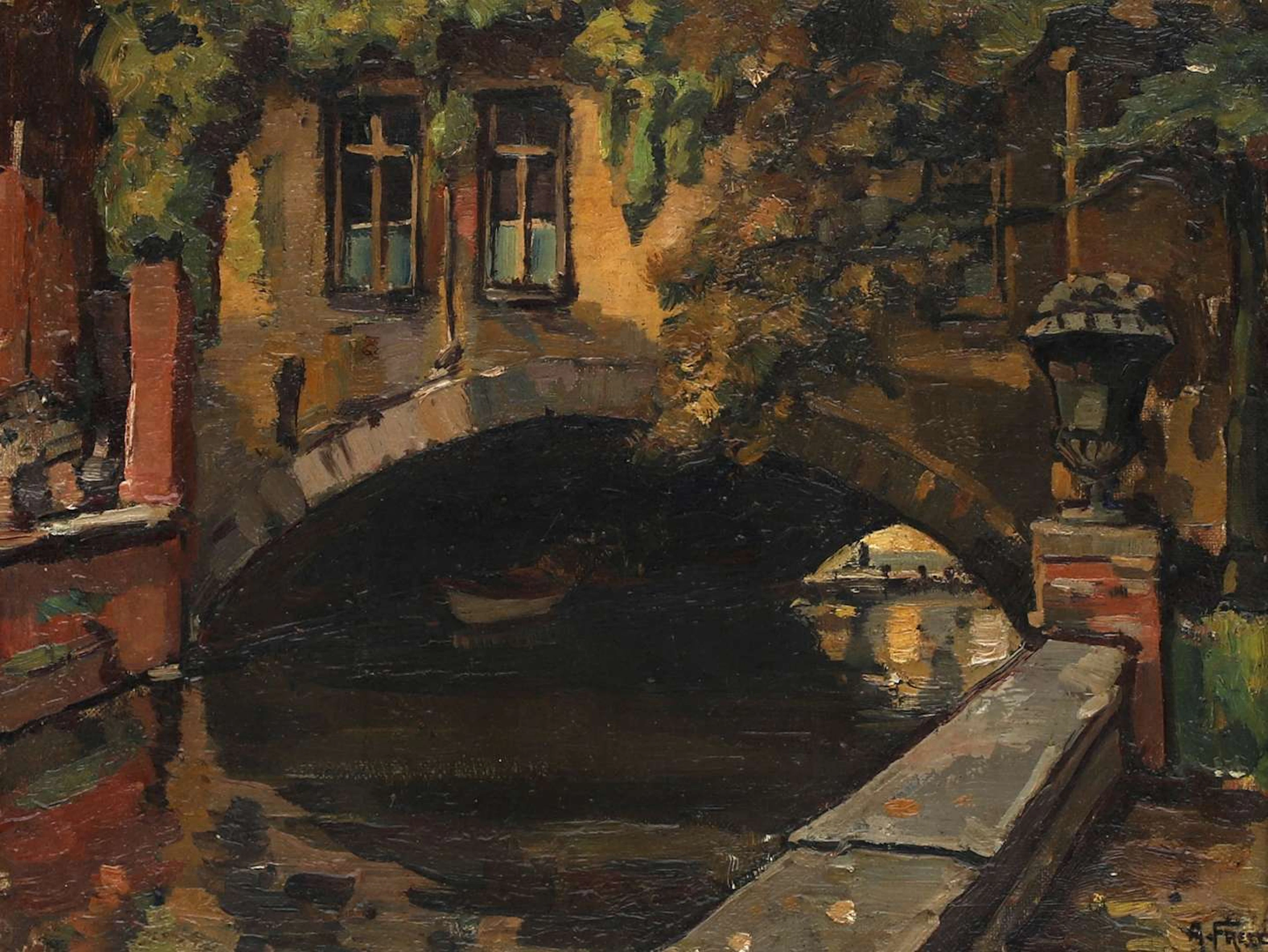 Abraham Fresco (1903-1942), View of the Binnendieze in Den Bosch