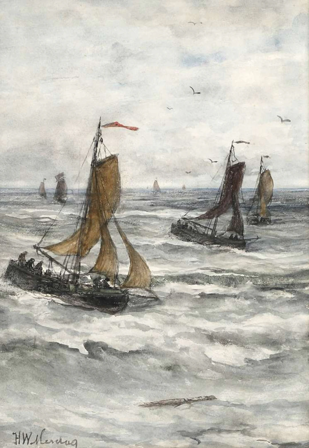 Hendrik Willem Mesdag (1831–1915), Fishing Boats at Sea