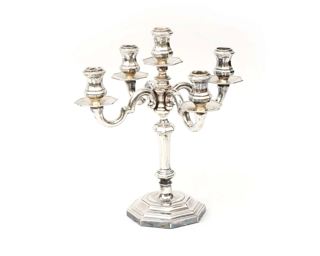A silver candelabrum, Italy, Padua, 20th century